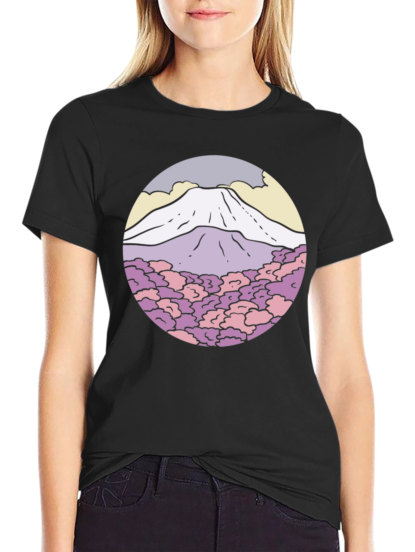 Mountain Graphic Tee - Unique Circle Design Shirt