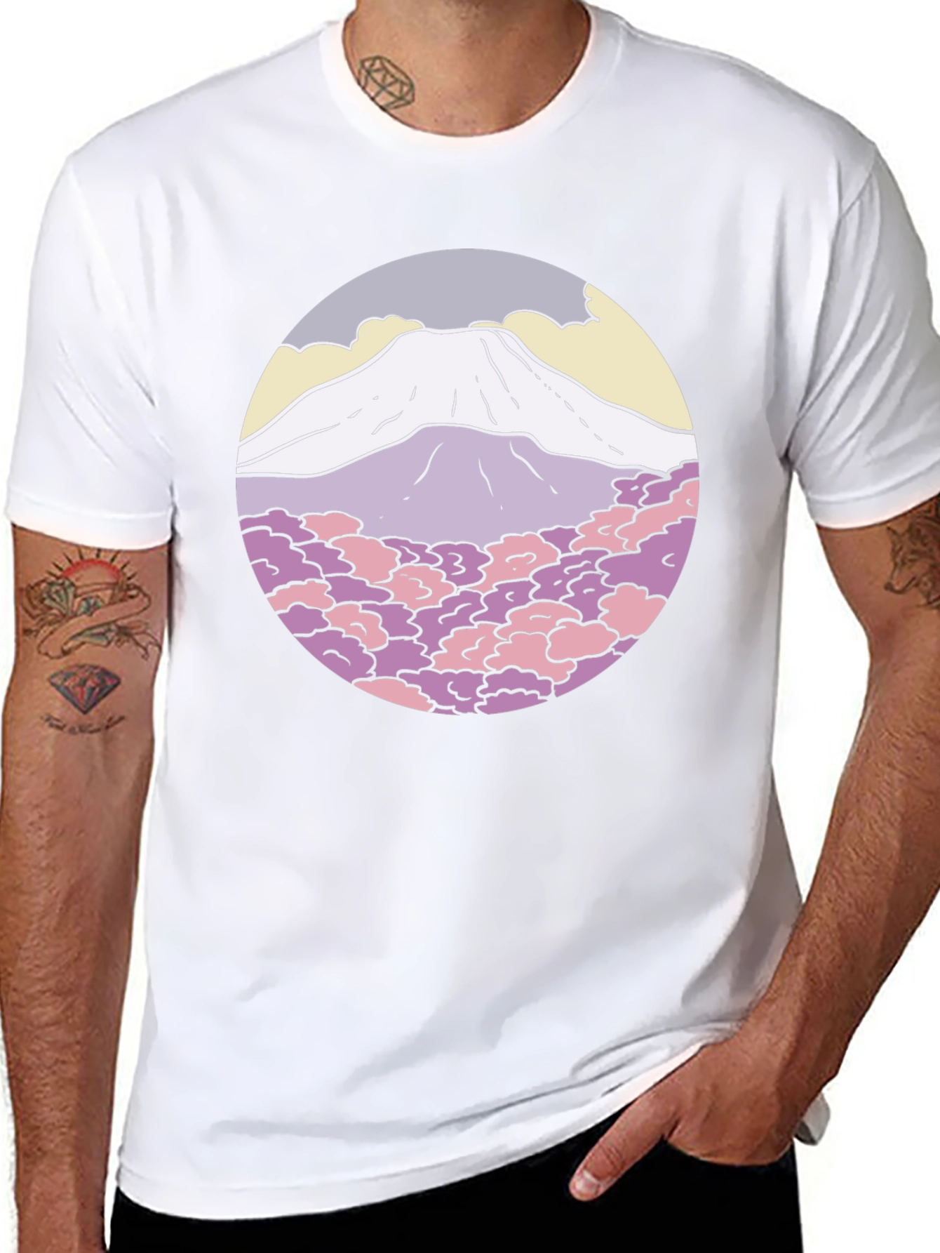 Mountain Graphic Tee - Unique Circle Design Shirt