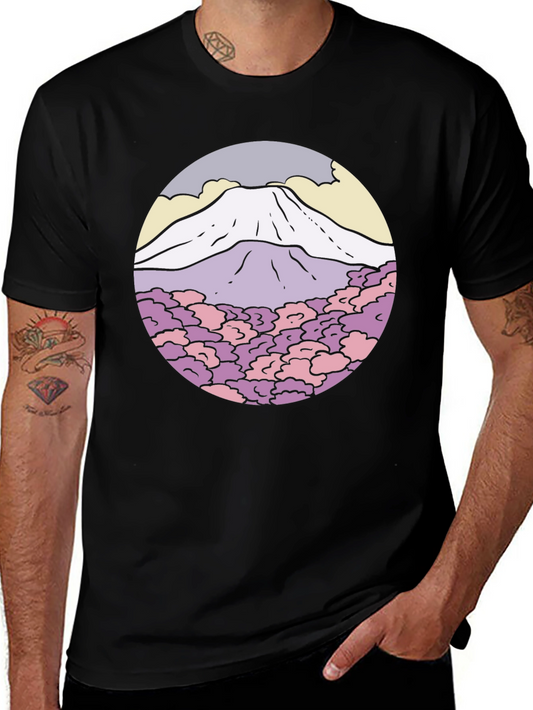 Mountain Graphic Tee - Unique Circle Design Shirt