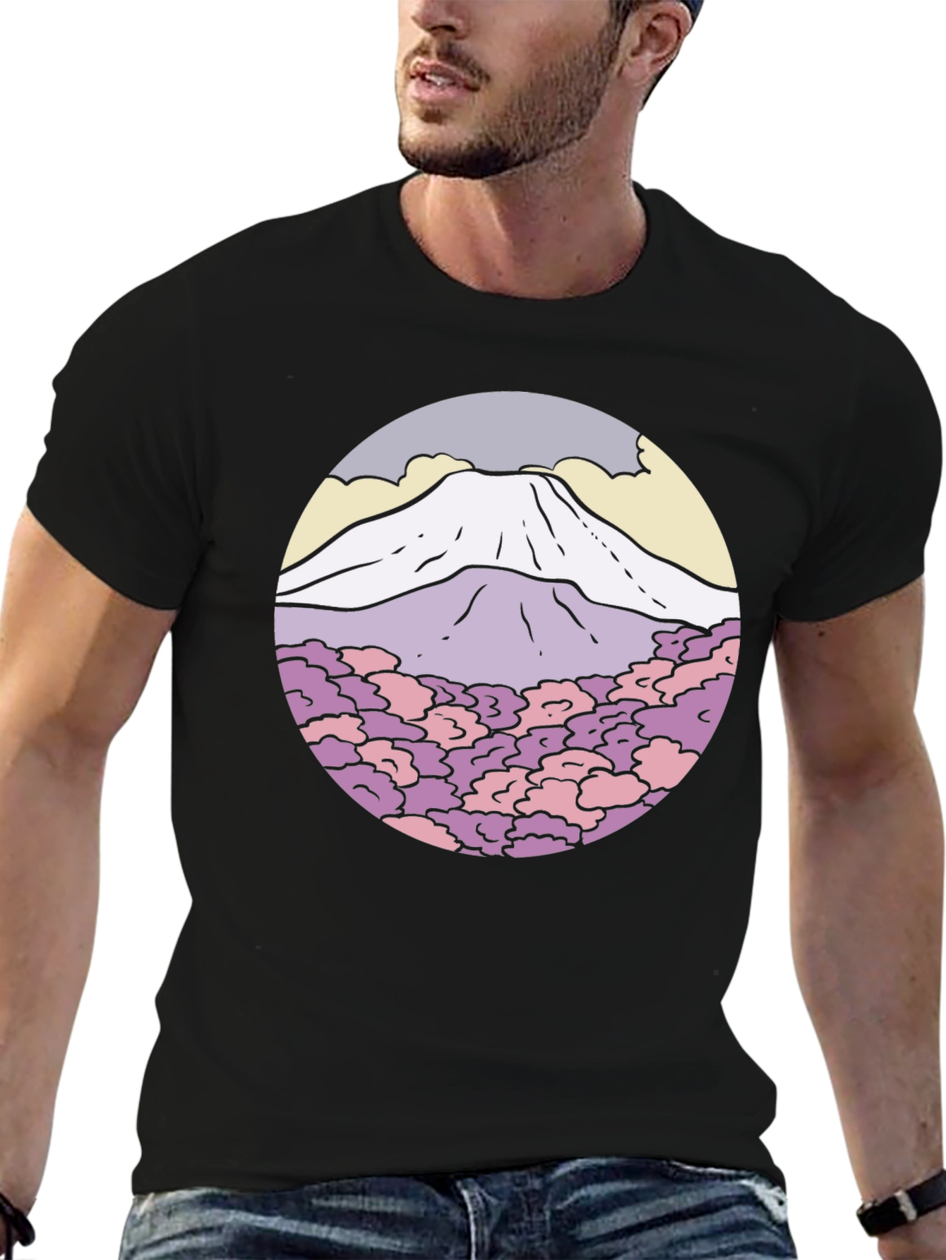 Mountain Graphic Tee - Unique Circle Design Shirt