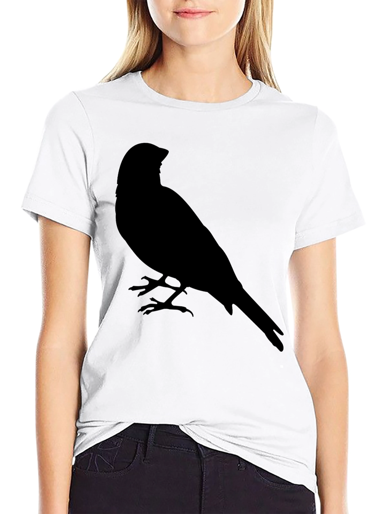 Mens Black T-Shirt with Bird Silhouette Graphic