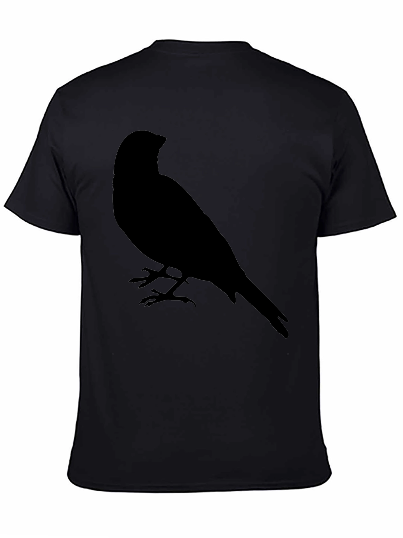 Mens Black T-Shirt with Bird Silhouette Graphic