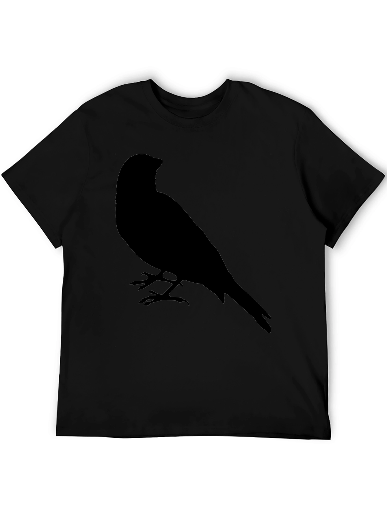 Mens Black T-Shirt with Bird Silhouette Graphic