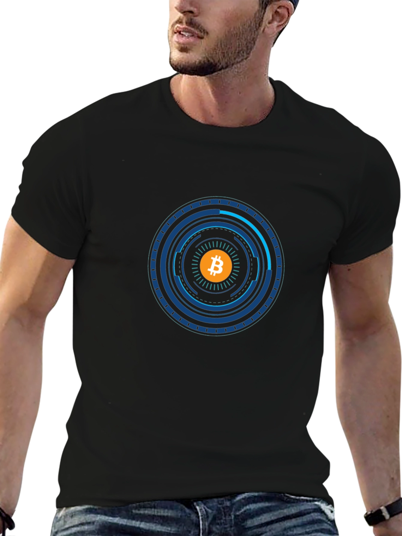 Bitcoin Tech Circle Graphic Black T-Shirt