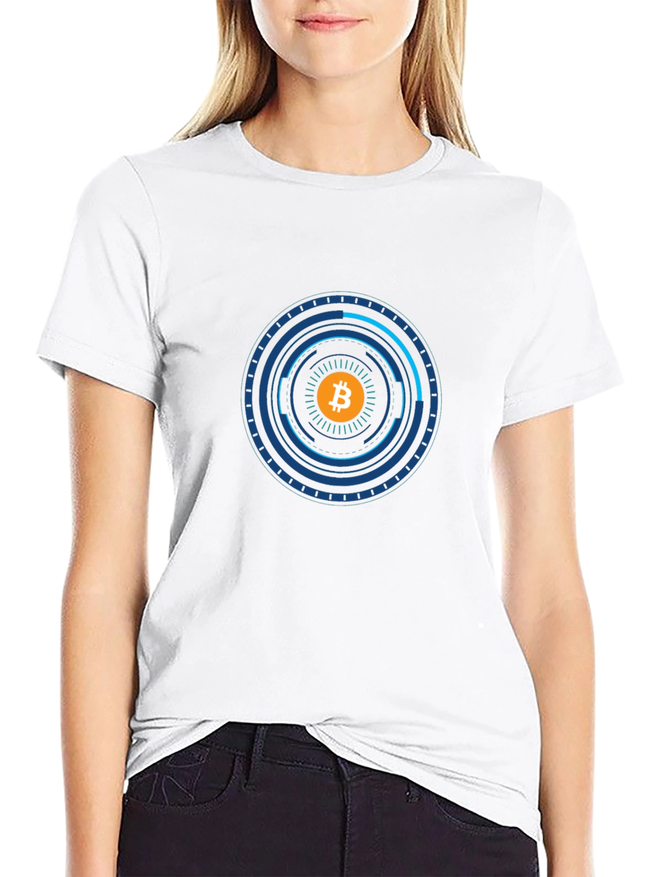 Bitcoin Tech Circle Graphic Black T-Shirt