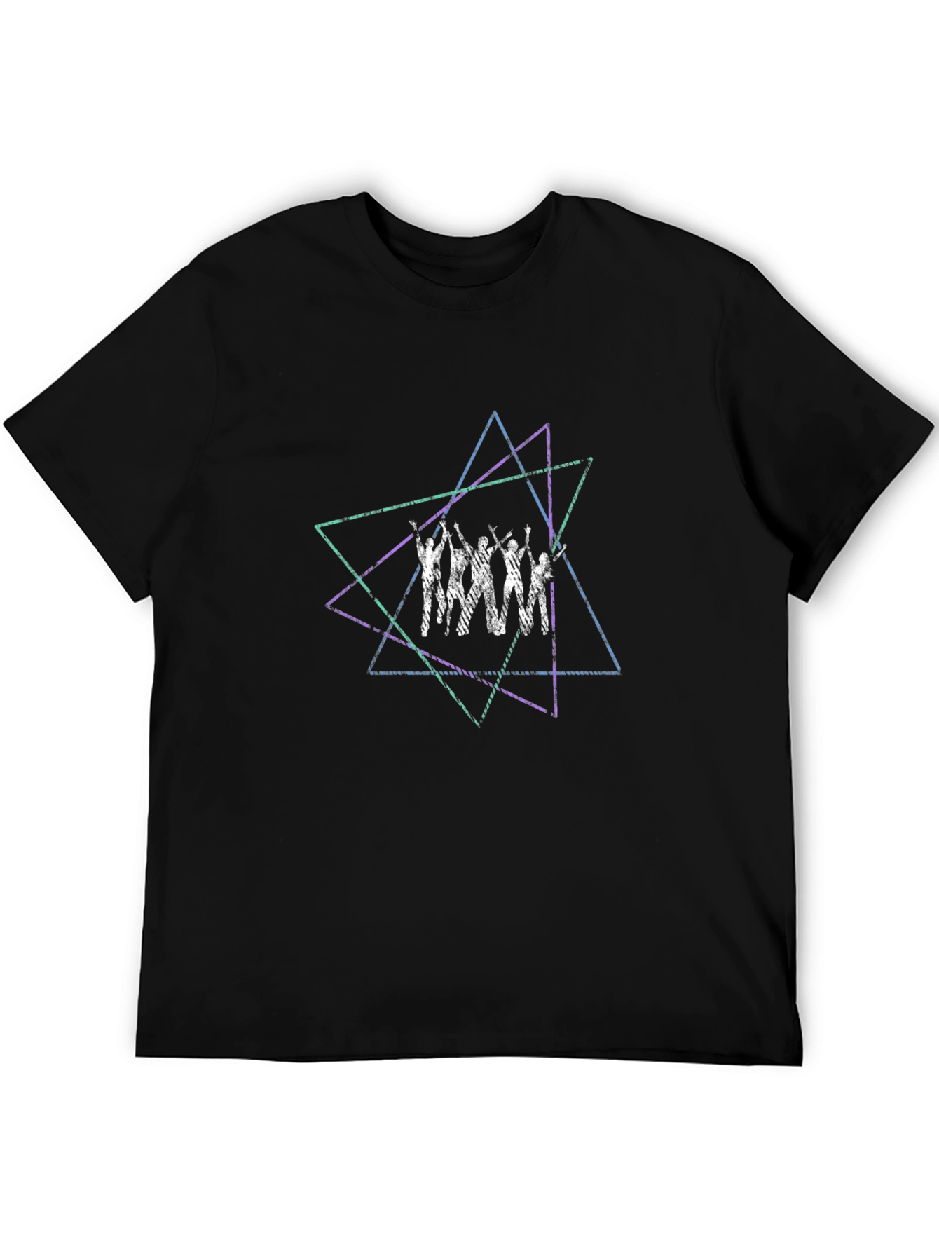 Geometric Star Graphic Print Black T-Shirt