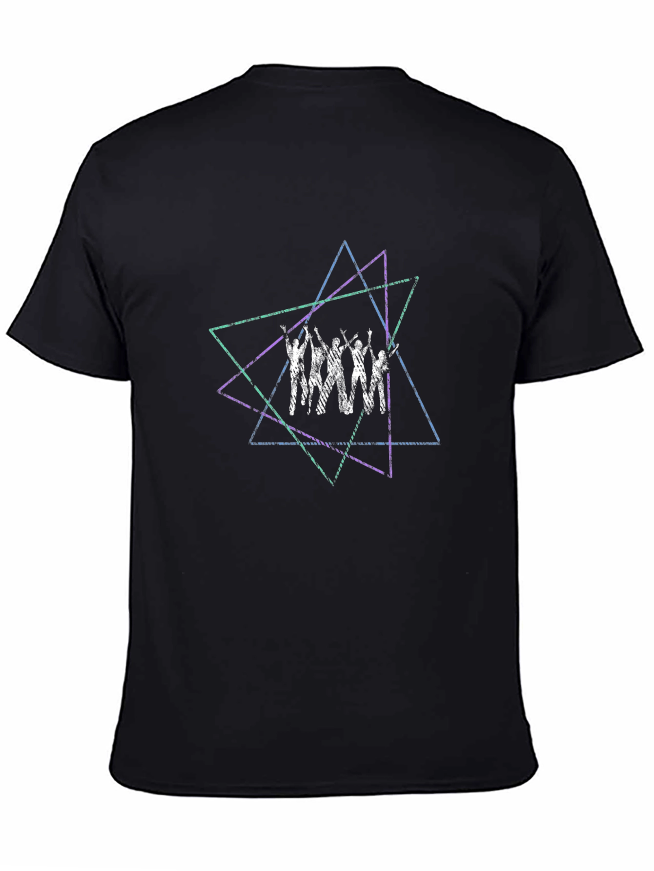 Geometric Star Graphic Print Black T-Shirt