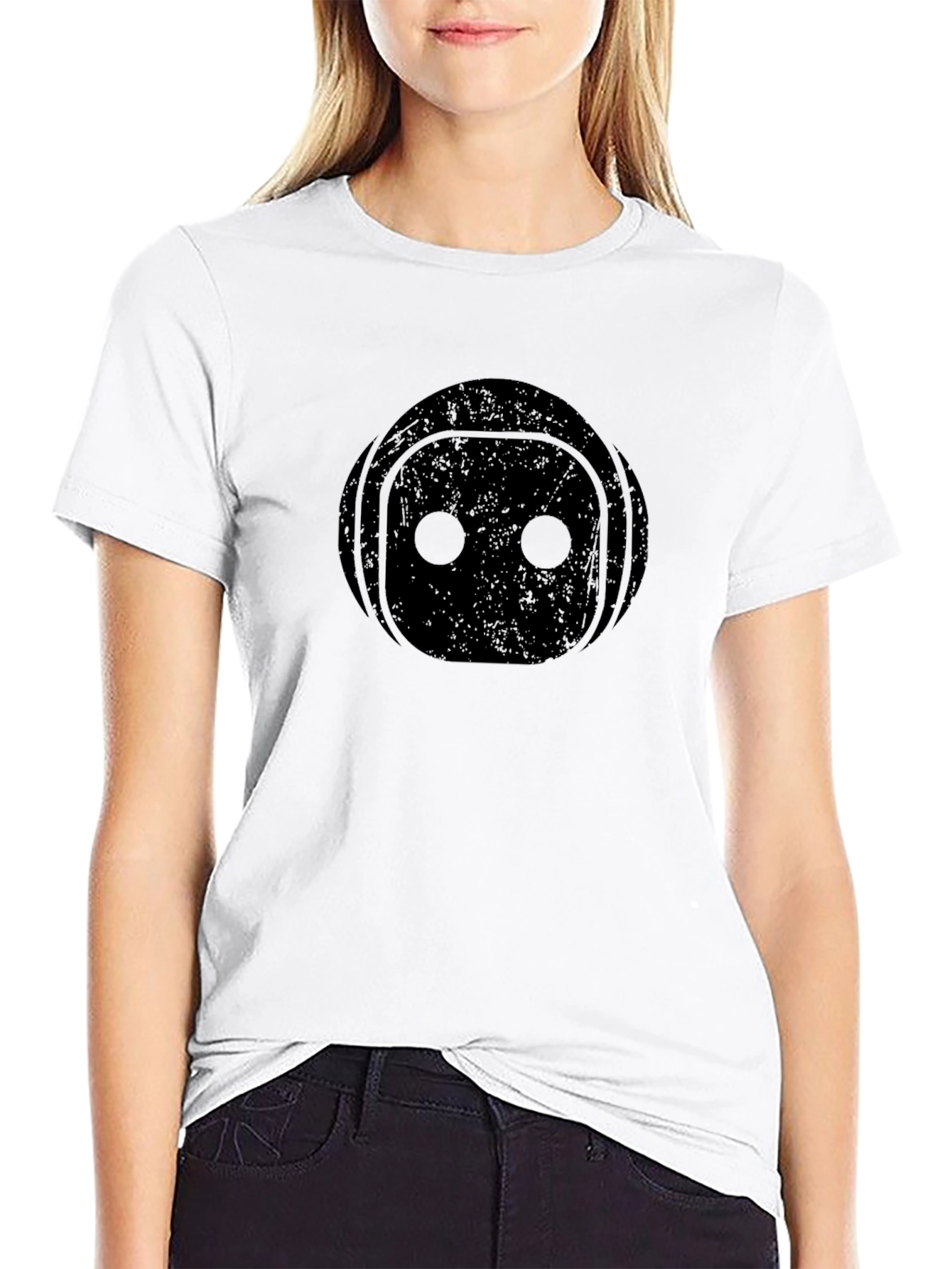 Retro Robot Face Black T-Shirt