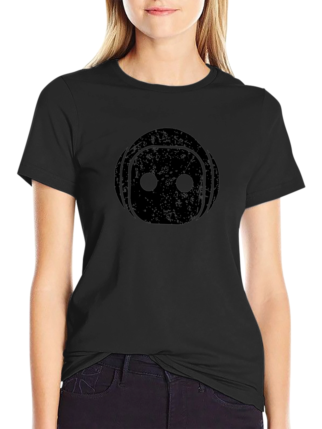 Retro Robot Face Black T-Shirt
