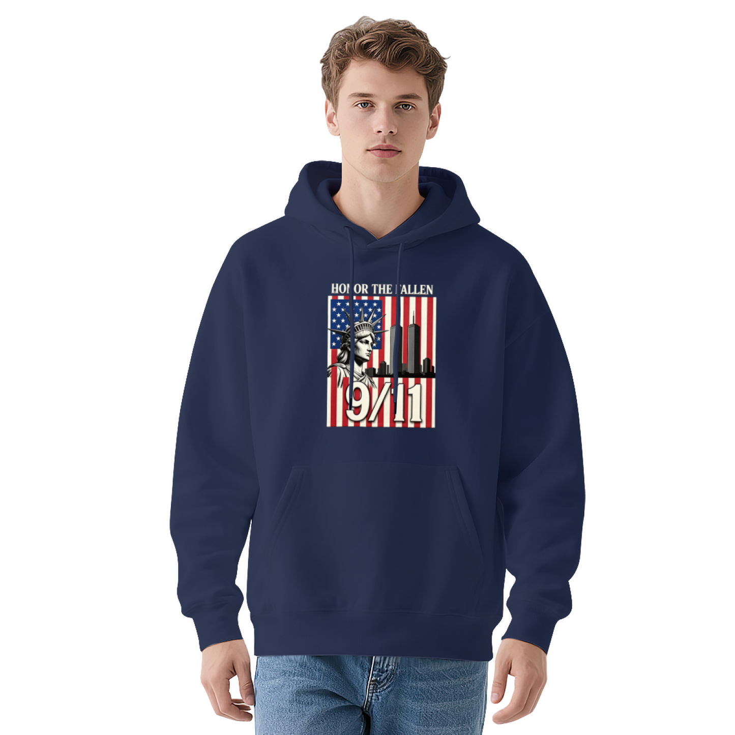 Honor The Fallen 9/11 Statue Of Liberty American Flag Retro Hoodie