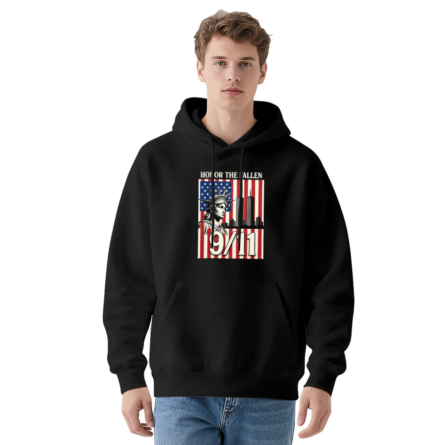 Honor The Fallen 9/11 Statue Of Liberty American Flag Retro Hoodie