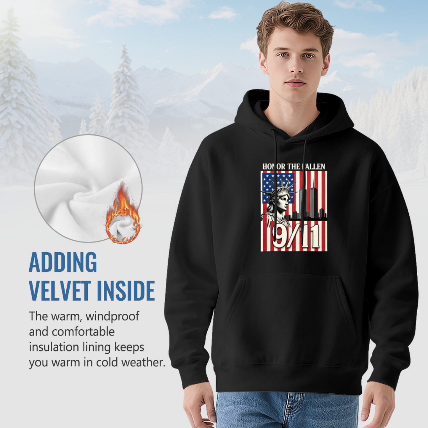 Honor The Fallen 9/11 Statue Of Liberty American Flag Retro Hoodie