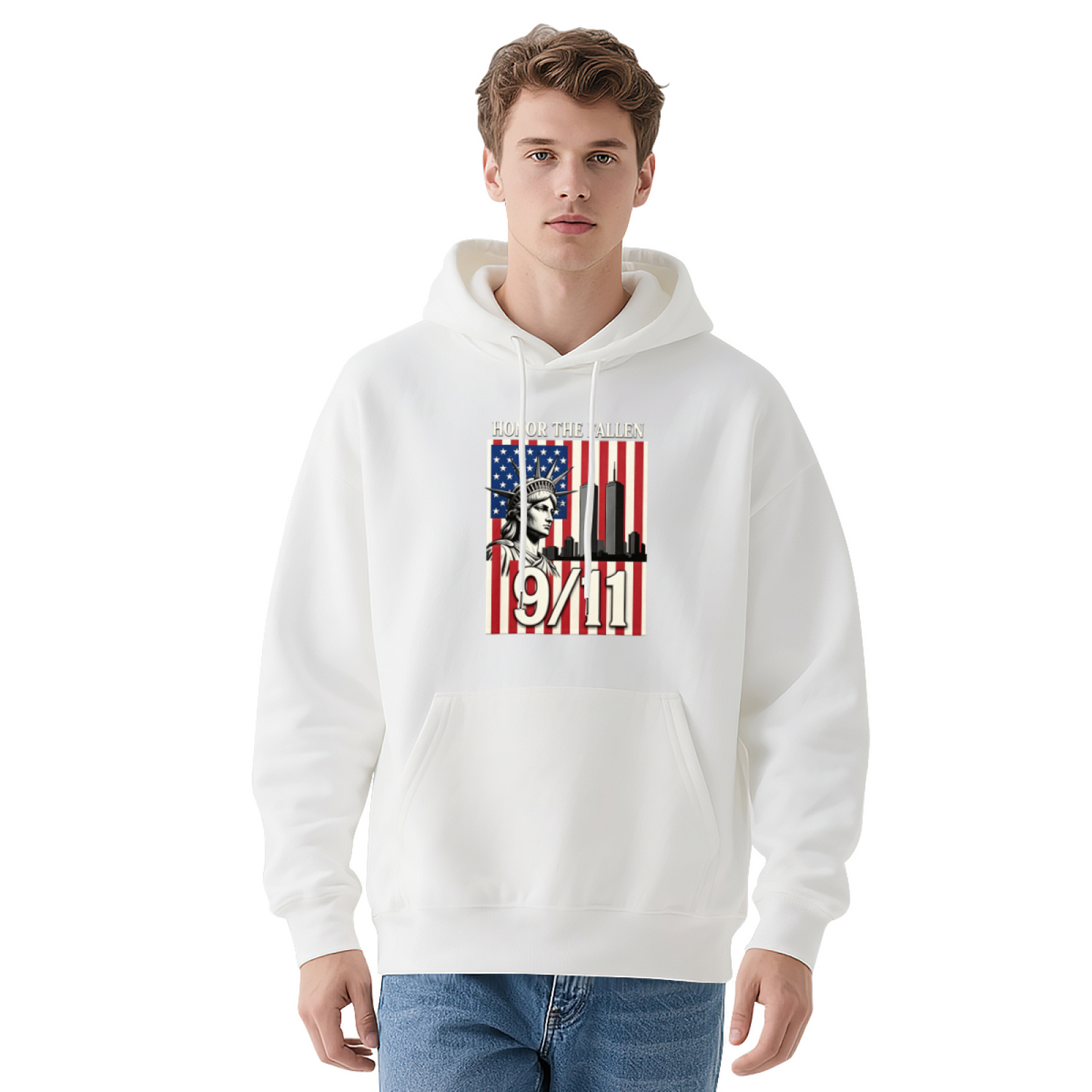 Honor The Fallen 9/11 Statue Of Liberty American Flag Retro Hoodie