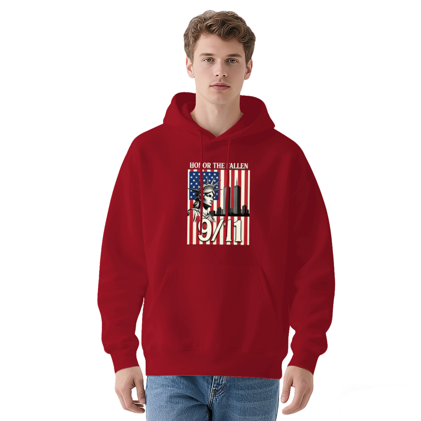 Honor The Fallen 9/11 Statue Of Liberty American Flag Retro Hoodie