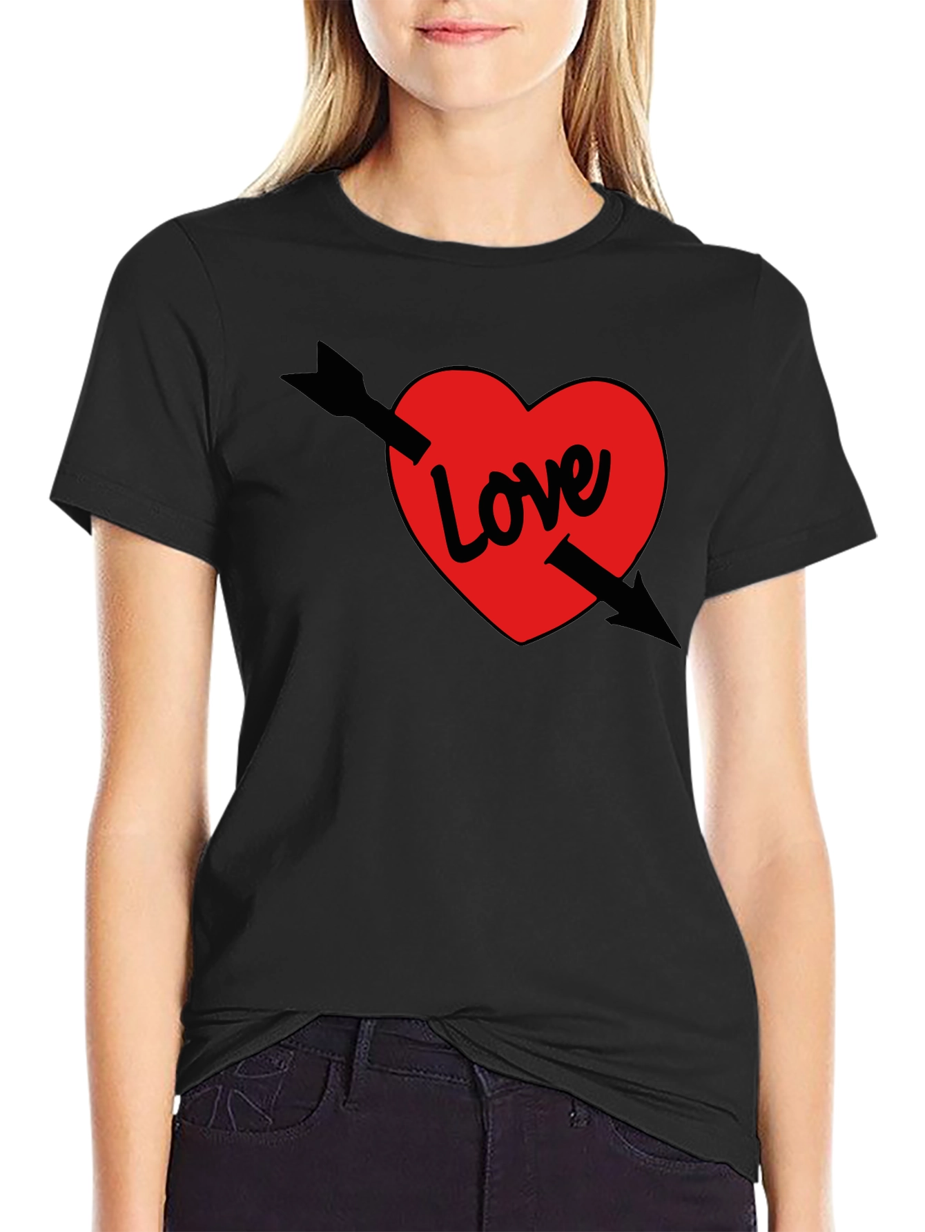 Love Arrow T-Shirt - Black Valentines Day Tee