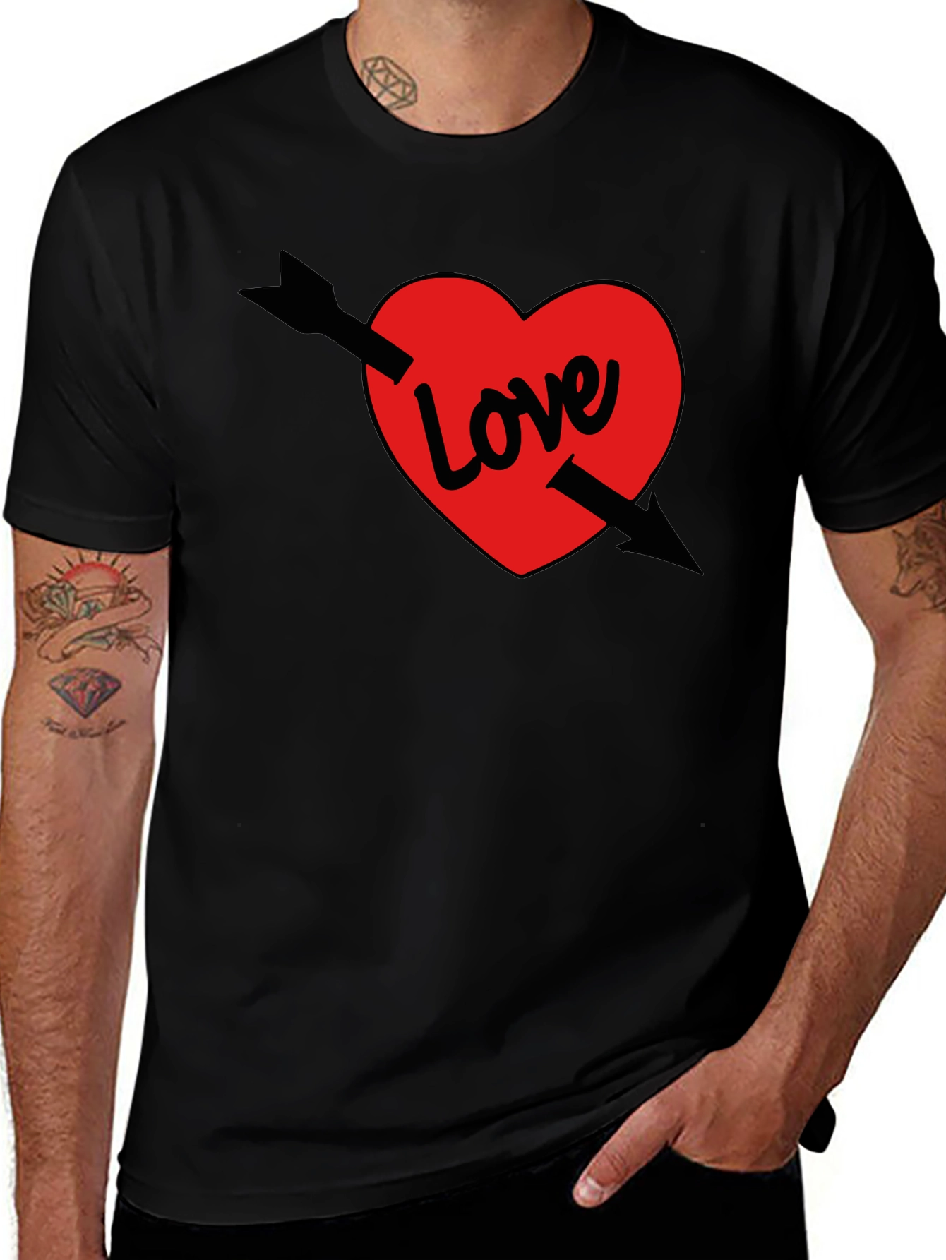 Love Arrow T-Shirt - Black Valentines Day Tee