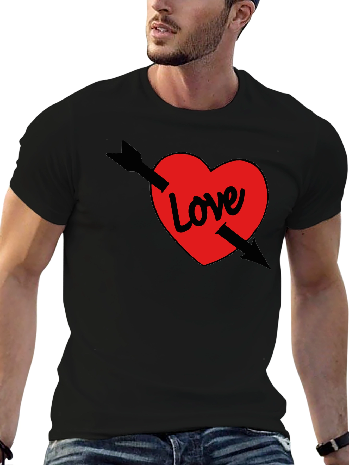 Love Arrow T-Shirt - Black Valentines Day Tee