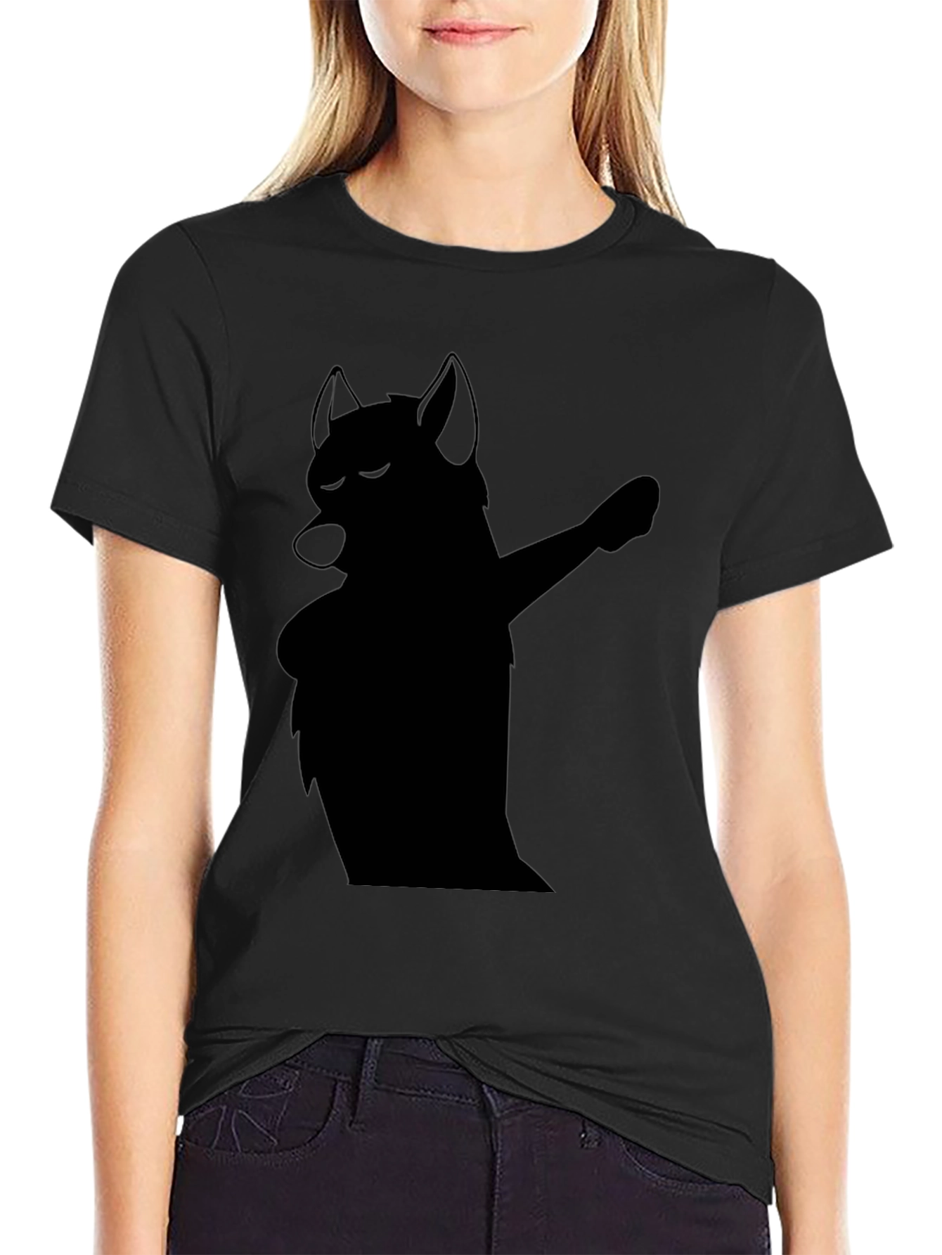 Dabbing Wolf Graphic Tee - Mens Black T-Shirt
