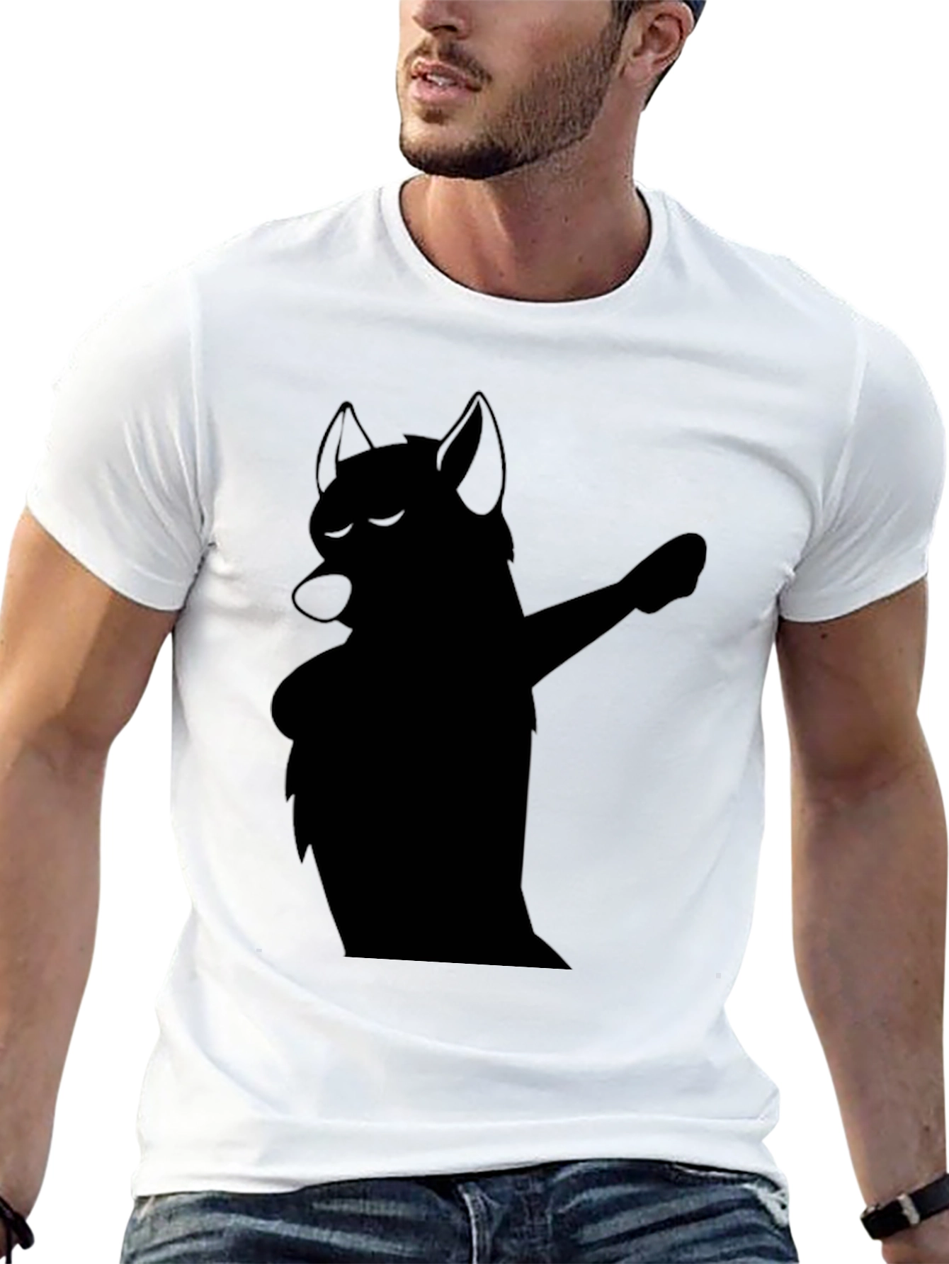 Dabbing Wolf Graphic Tee - Mens Black T-Shirt