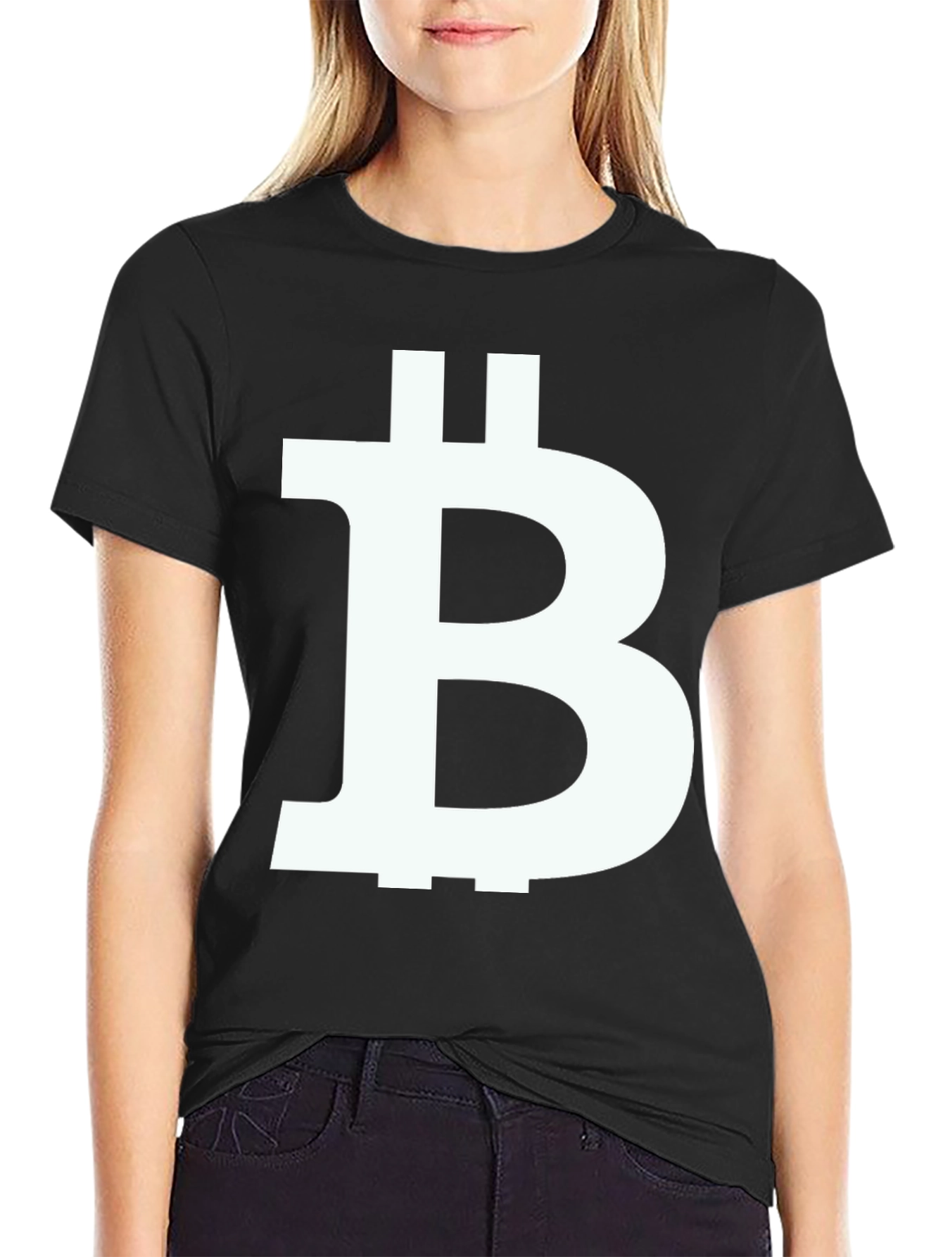 Bitcoin Symbol Graphic T-Shirt - Black Cotton