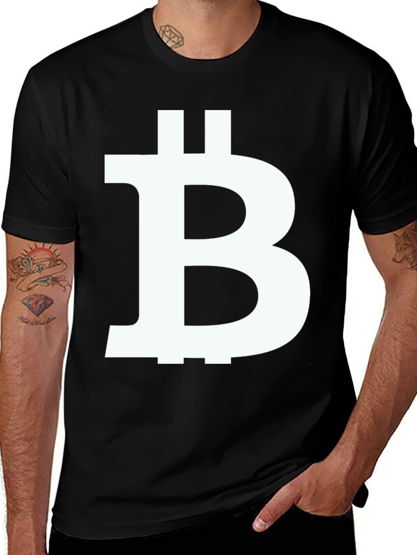 Bitcoin Symbol Graphic T-Shirt - Black Cotton