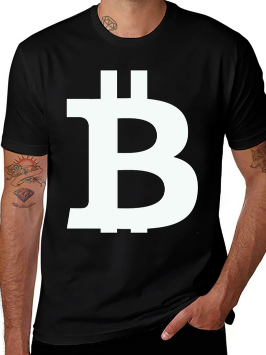 Bitcoin Symbol Graphic T-Shirt - Black Cotton