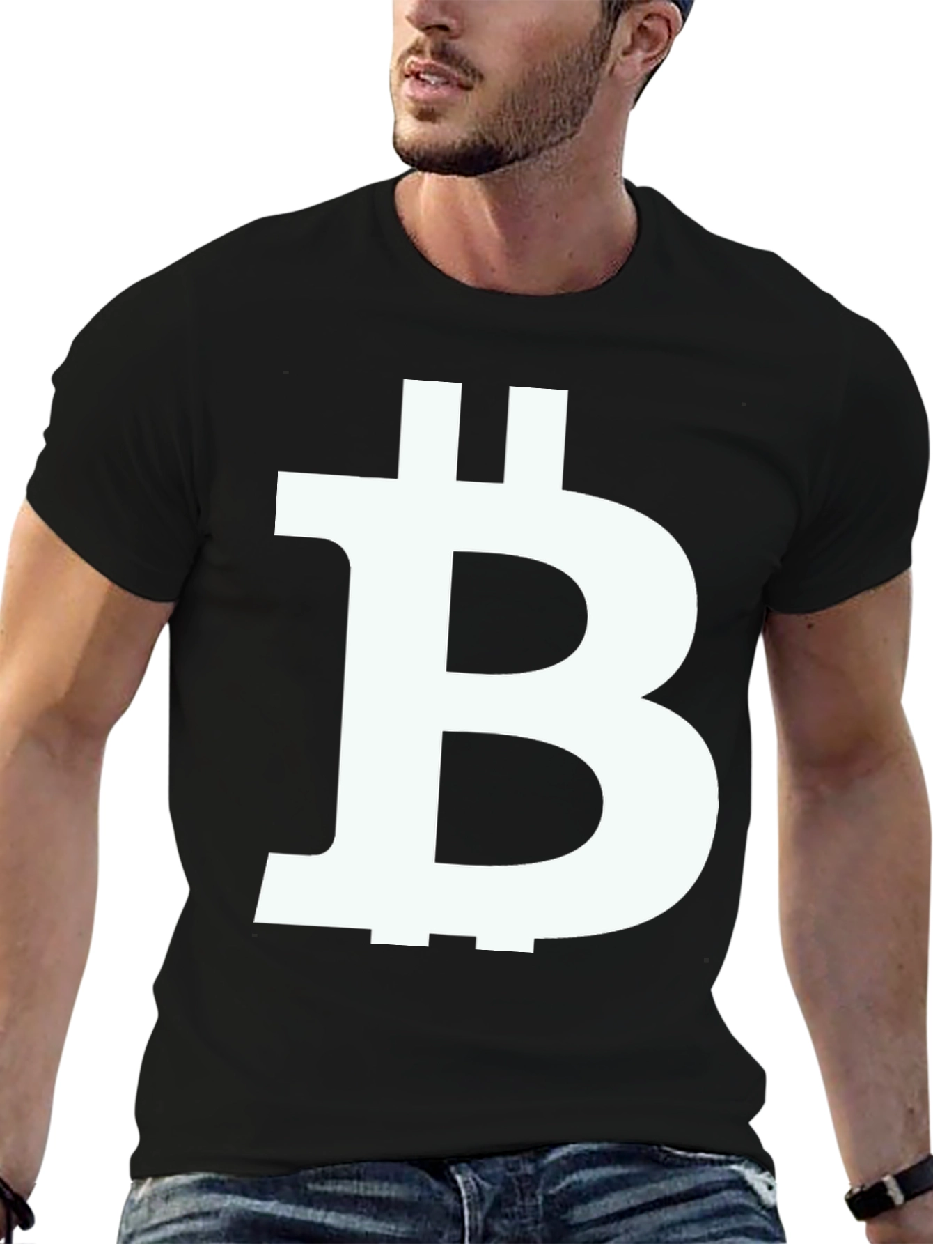 Bitcoin Symbol Graphic T-Shirt - Black Cotton