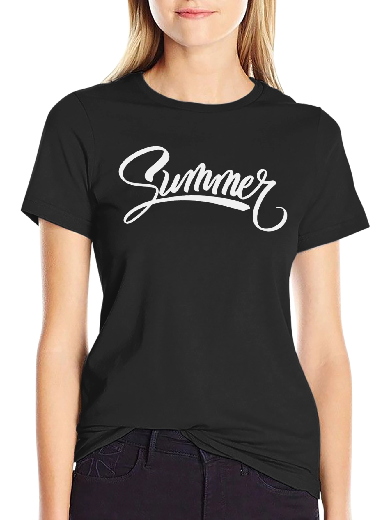Summer Script Graphic Black T-Shirt