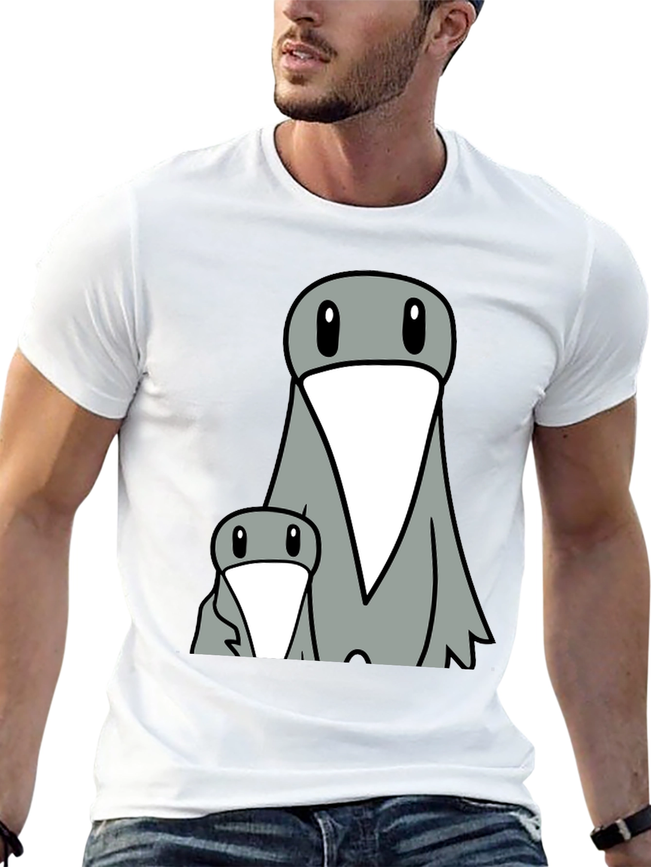 Funny Cartoon Bird Graphic Tee - Black T-Shirt