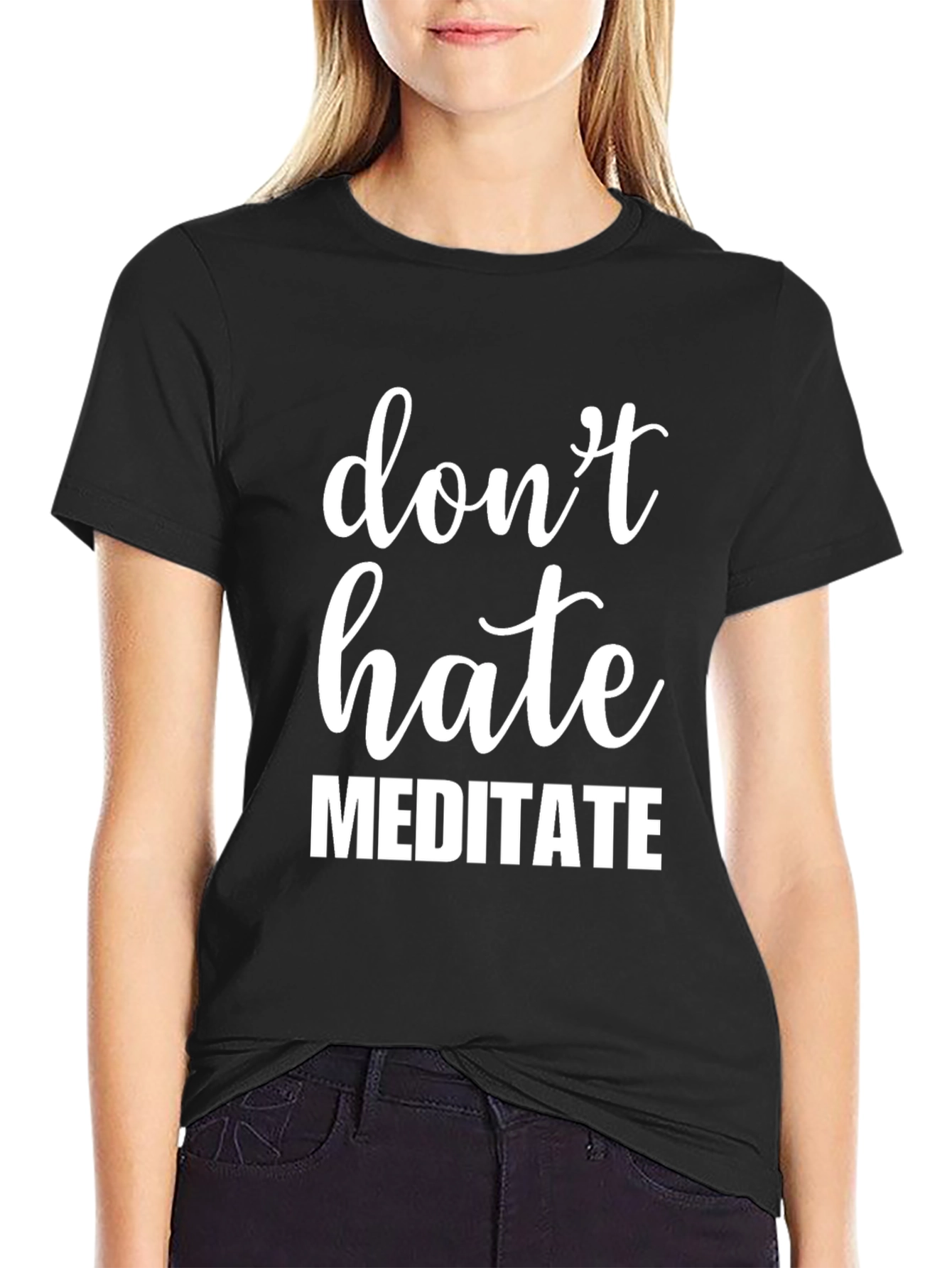 Dont Hate Meditate Graphic Tee - Mens Black T-Shirt