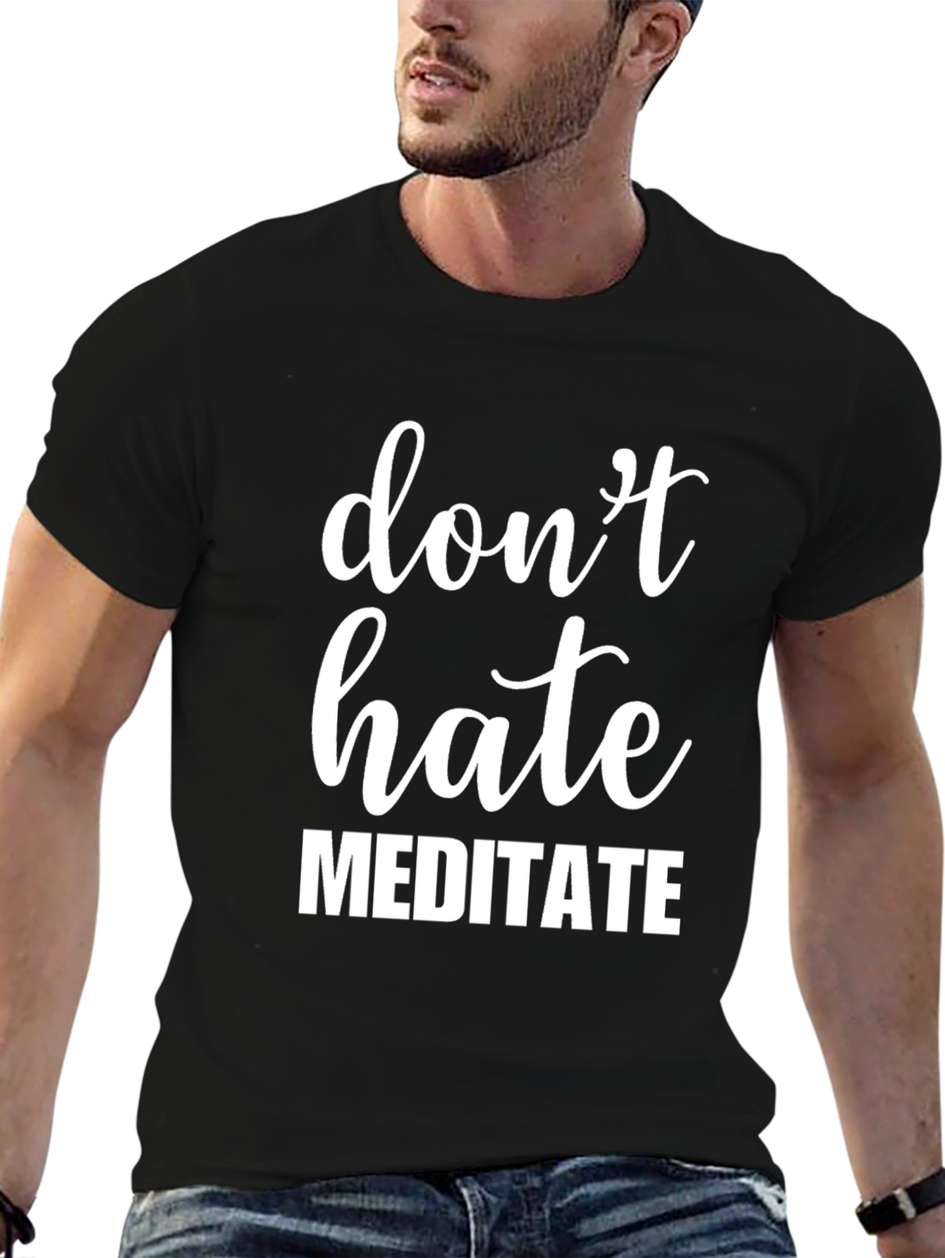 Dont Hate Meditate Graphic Tee - Mens Black T-Shirt