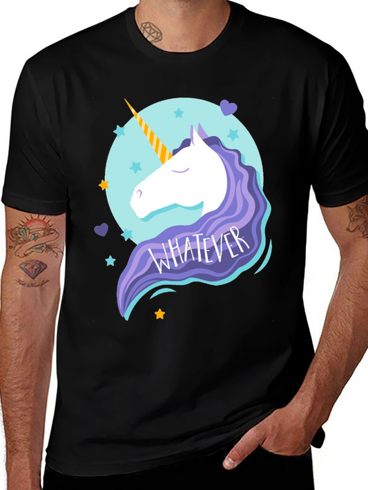 Unicorn Whatever Graphic Tee - Black Cotton T-Shirt