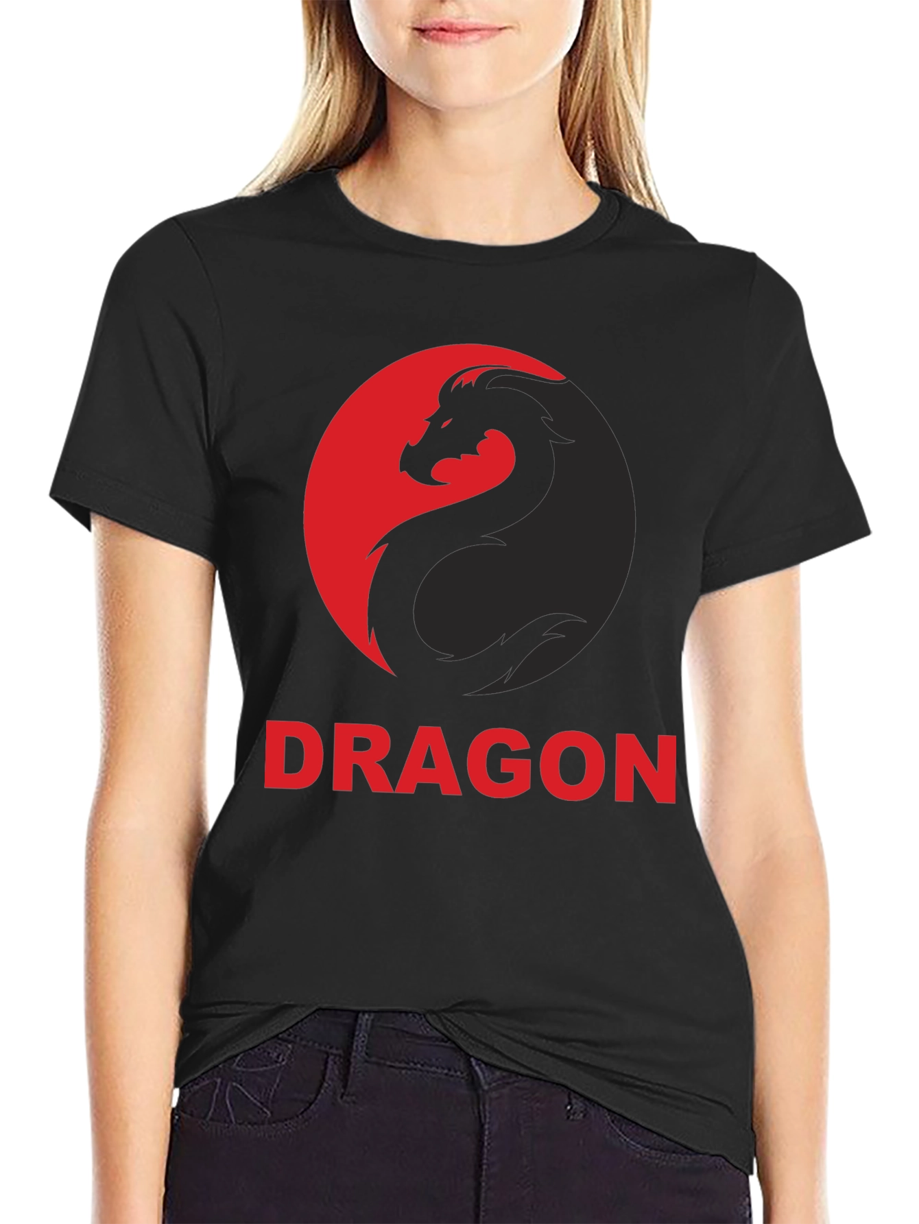 Dragon Graphic Tee - Black Cotton T-Shirt