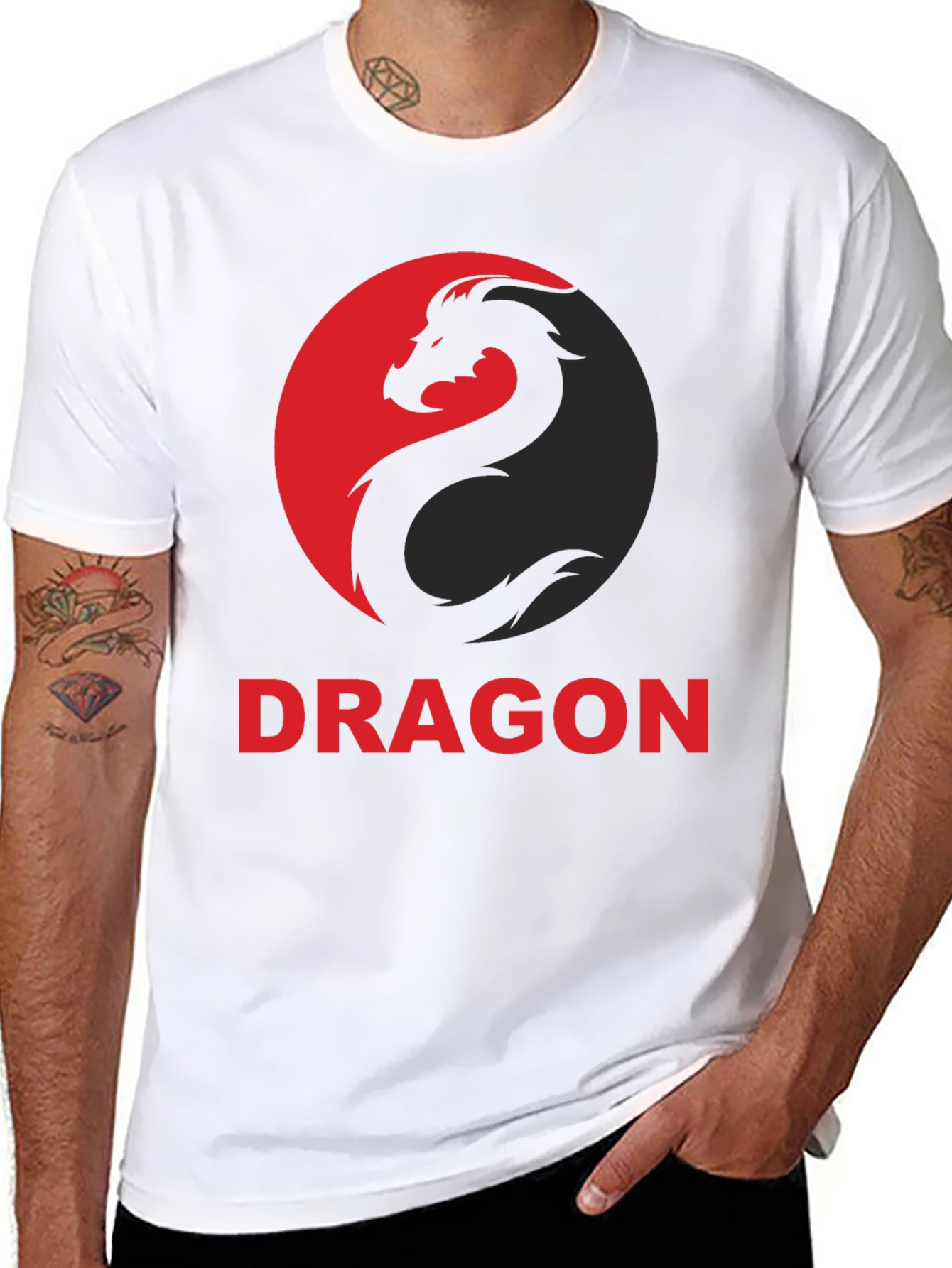 Dragon Graphic Tee - Black Cotton T-Shirt