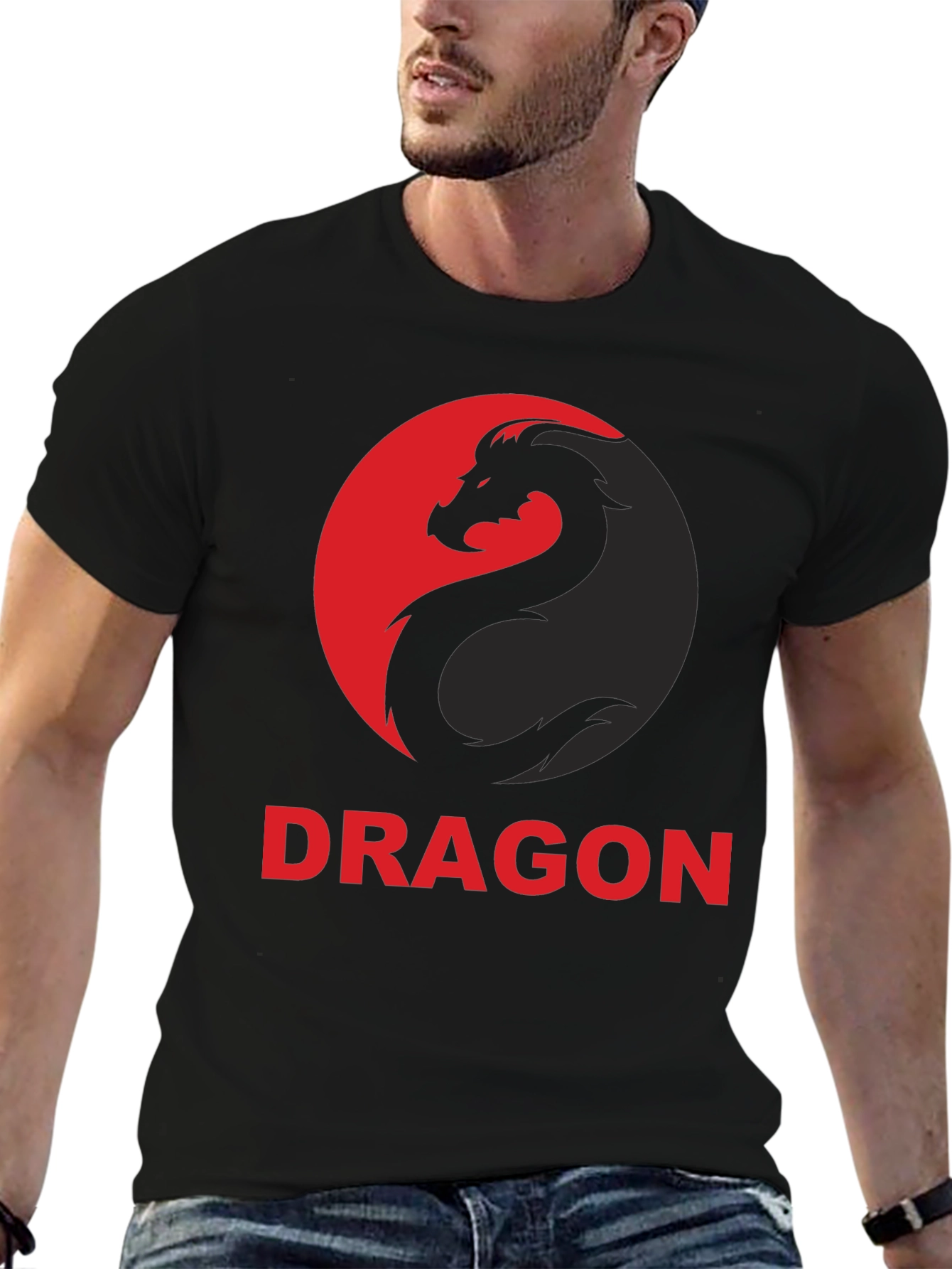 Dragon Graphic Tee - Black Cotton T-Shirt