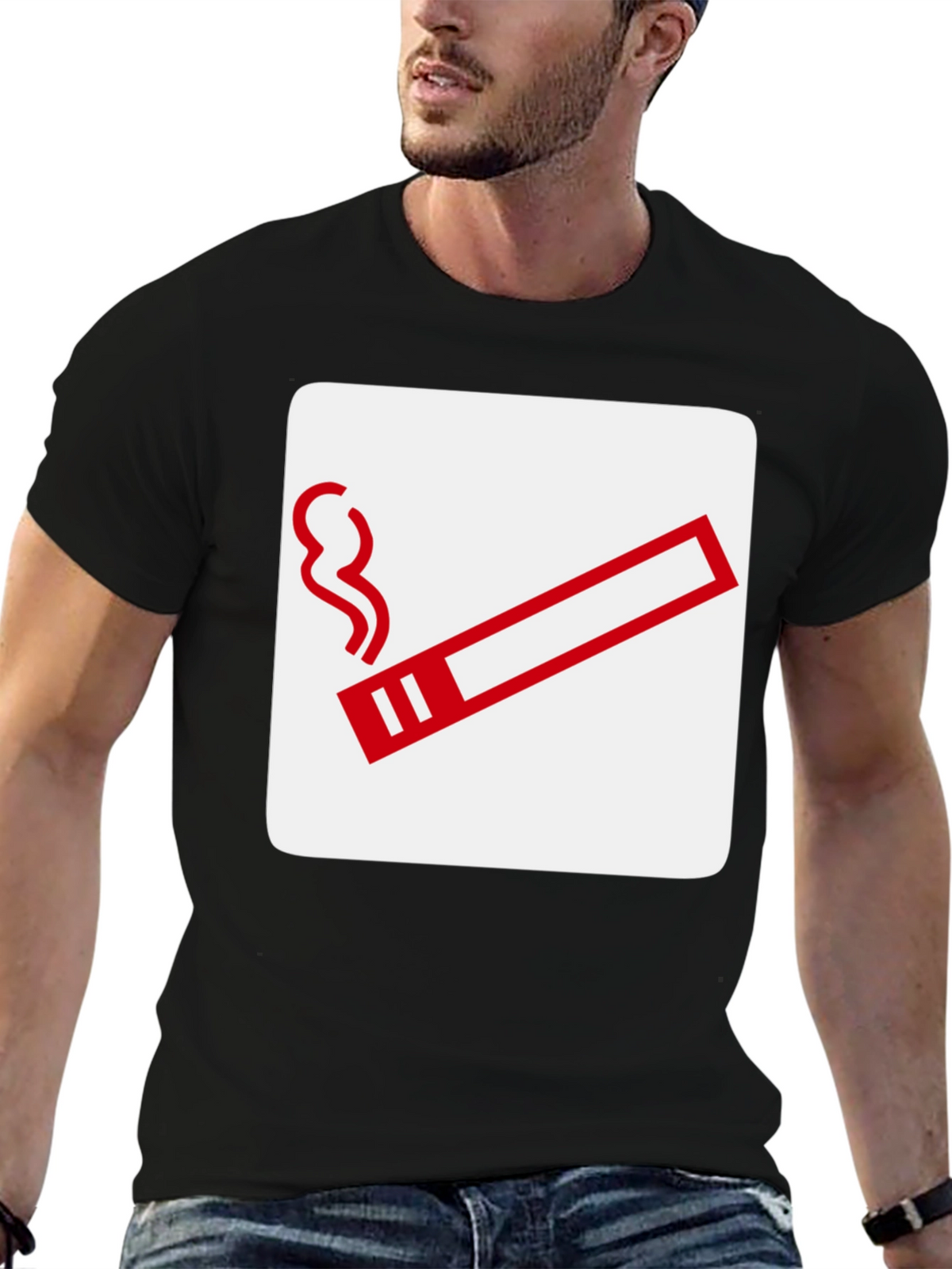 Smoking Area Graphic Tee - Black Cotton T-Shirt