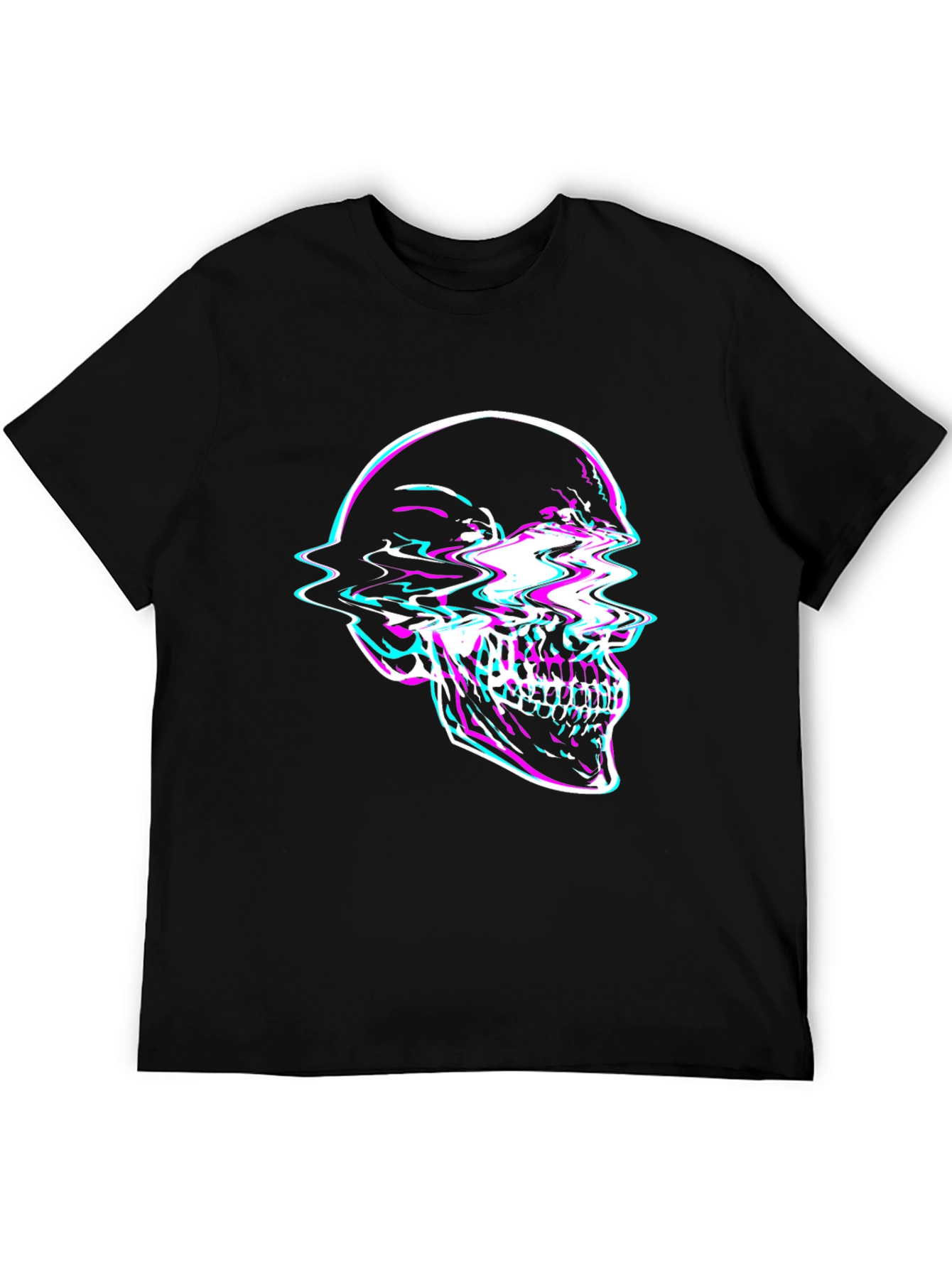 Glitch Skull Graphic Tee - Edgy Fashion