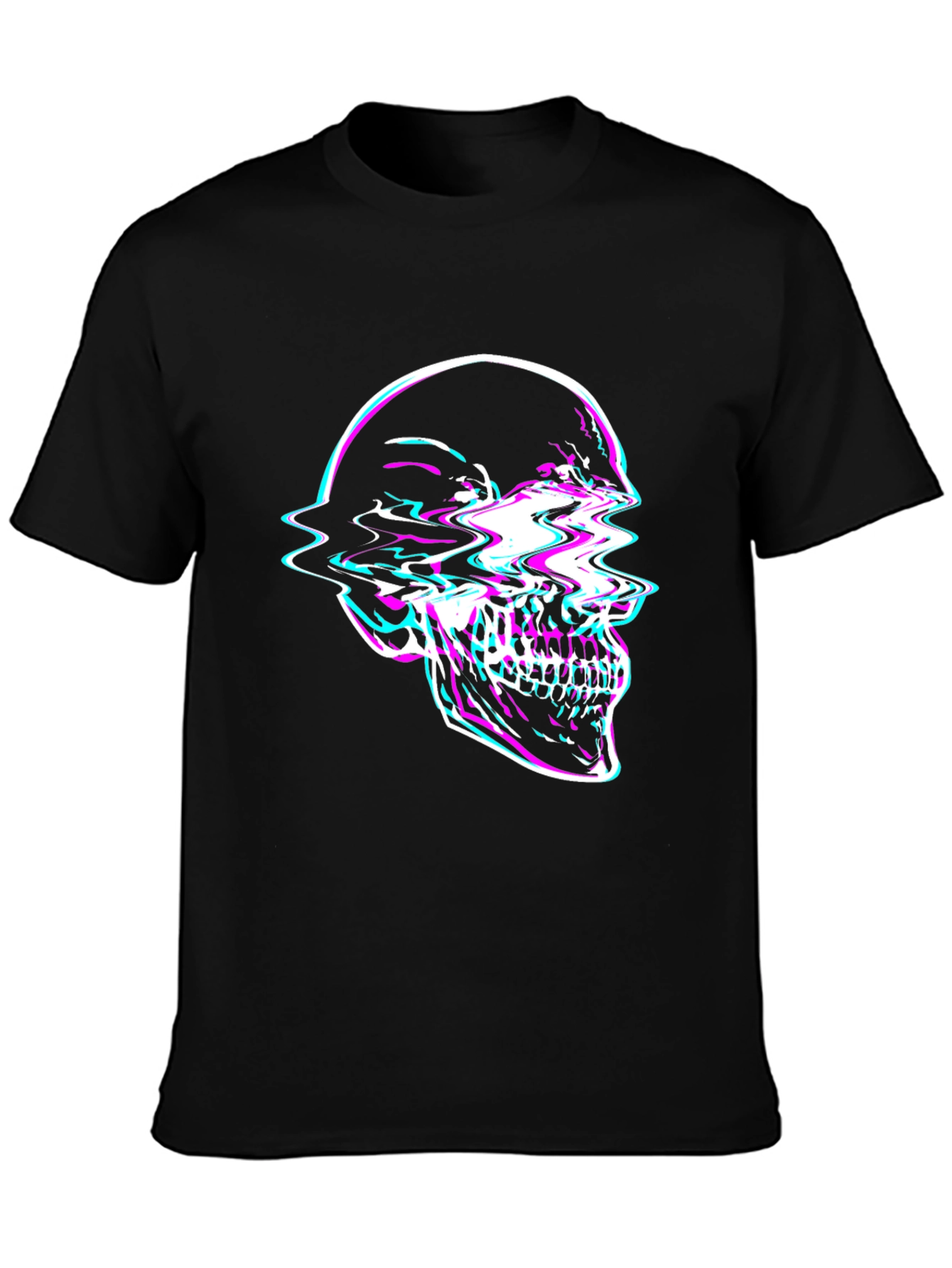 Glitch Skull Graphic Tee - Edgy Fashion