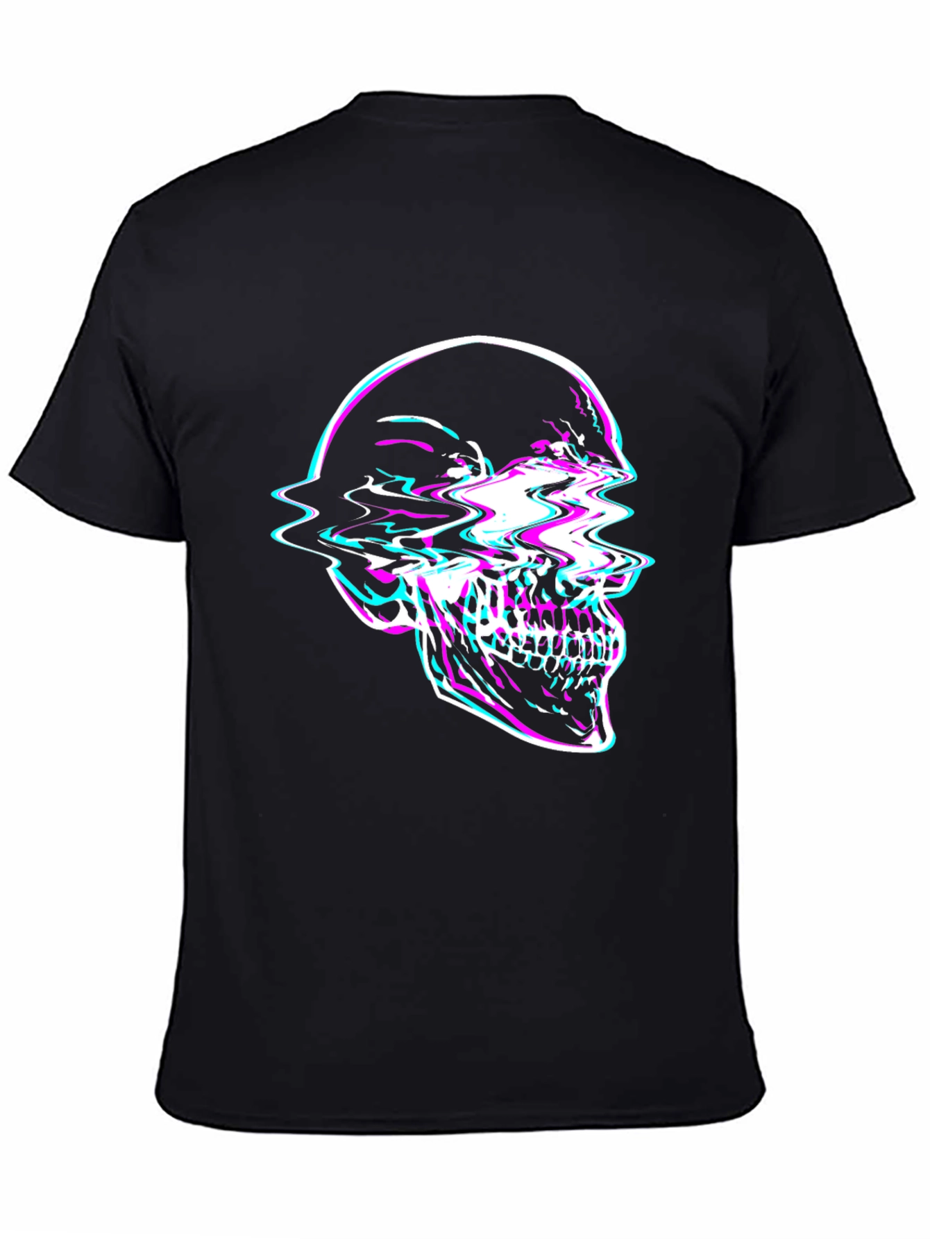 Glitch Skull Graphic Tee - Edgy Fashion