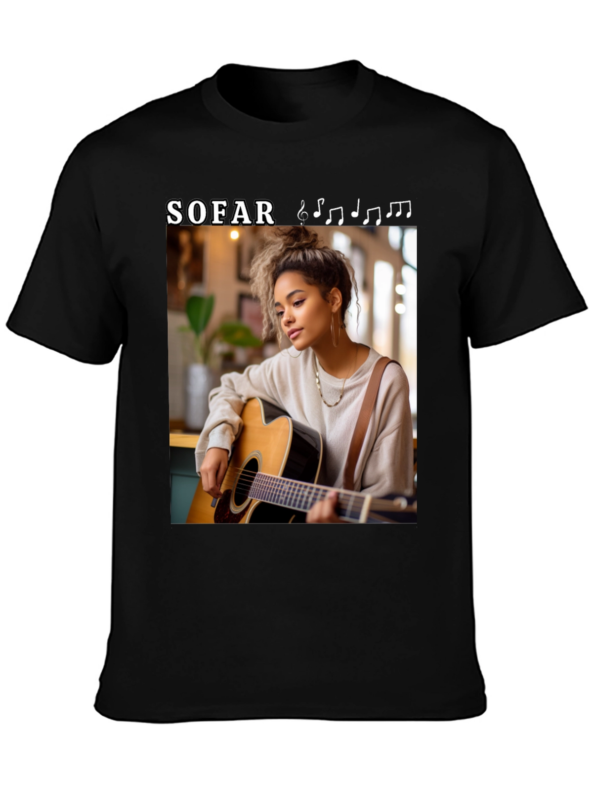 Sofar Sounds Woman Guitarist Black T-Shirt
