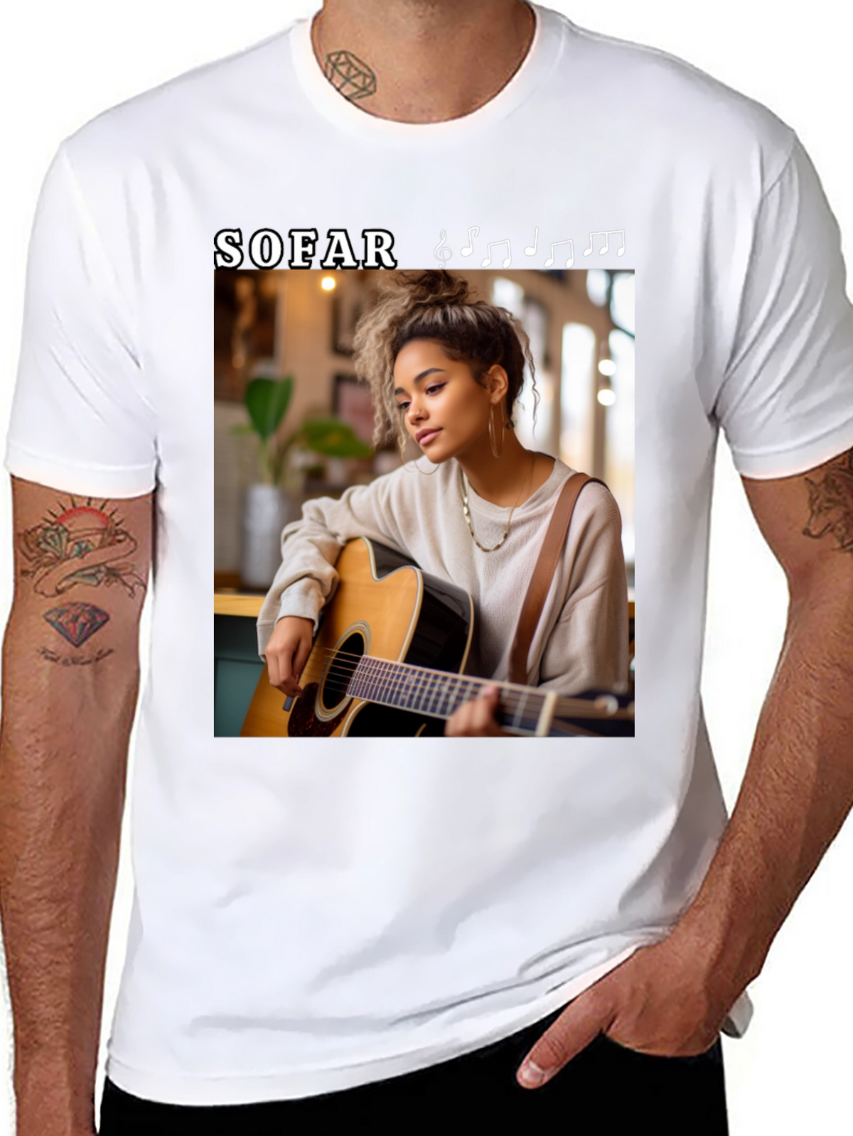 Sofar Sounds Woman Guitarist Black T-Shirt