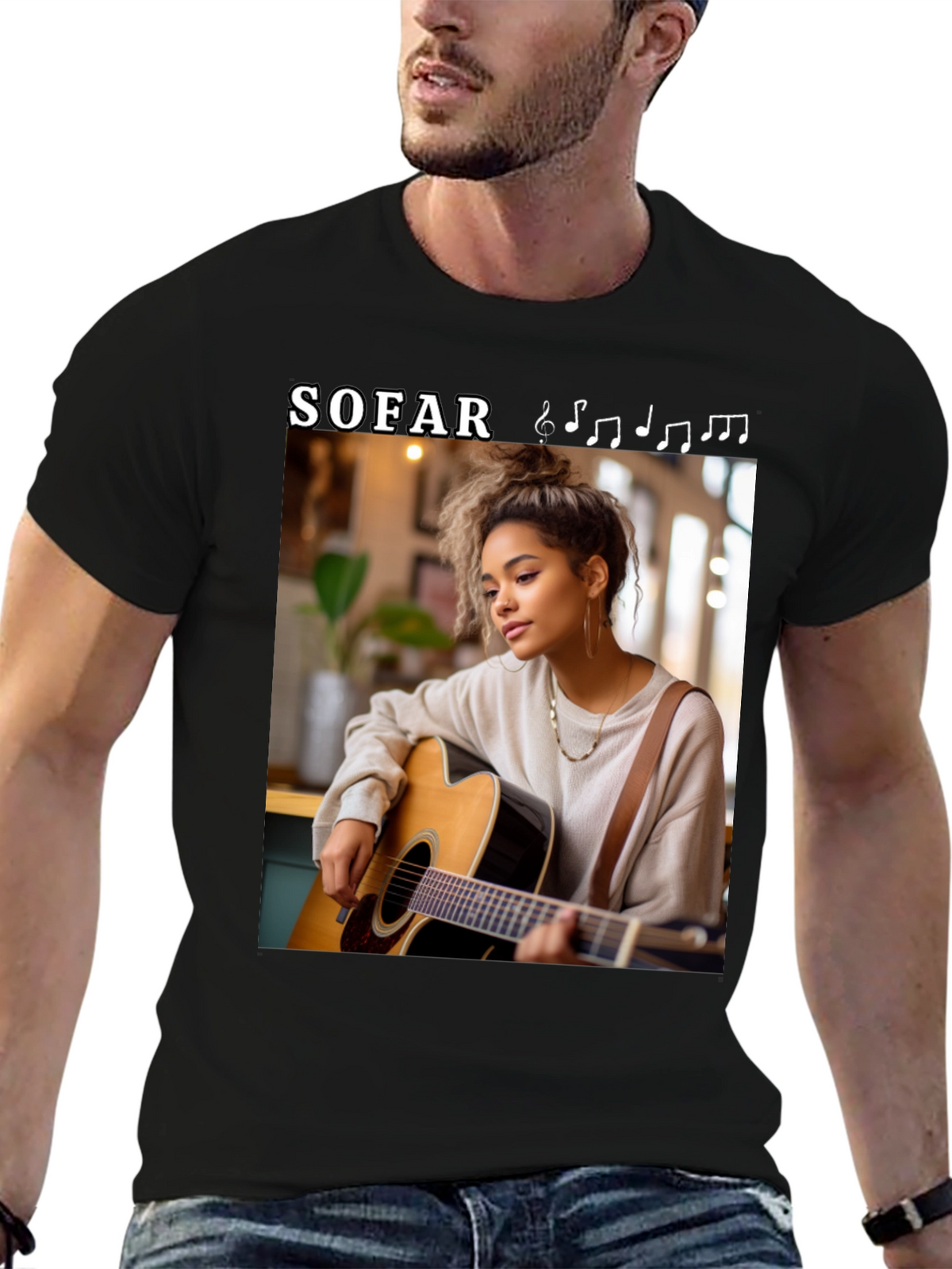 Sofar Sounds Woman Guitarist Black T-Shirt
