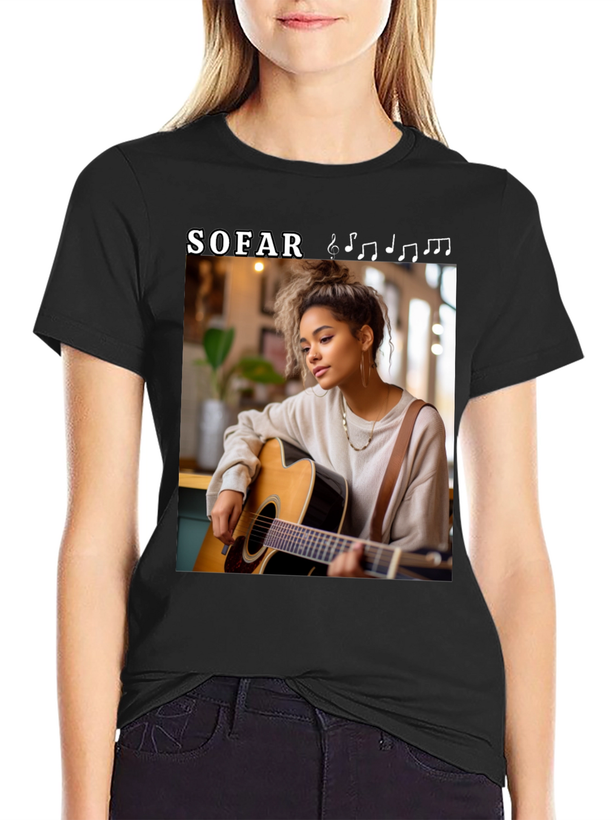 Sofar Sounds Woman Guitarist Black T-Shirt