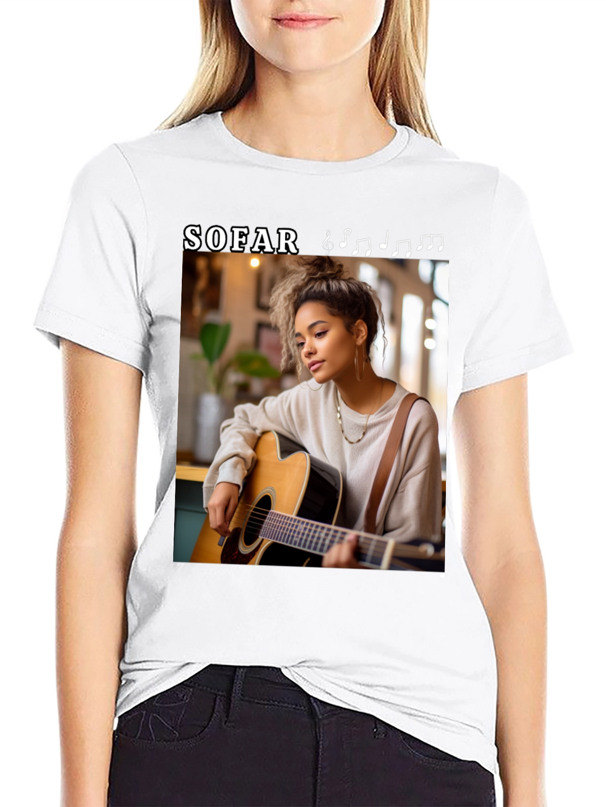 Sofar Sounds Woman Guitarist Black T-Shirt
