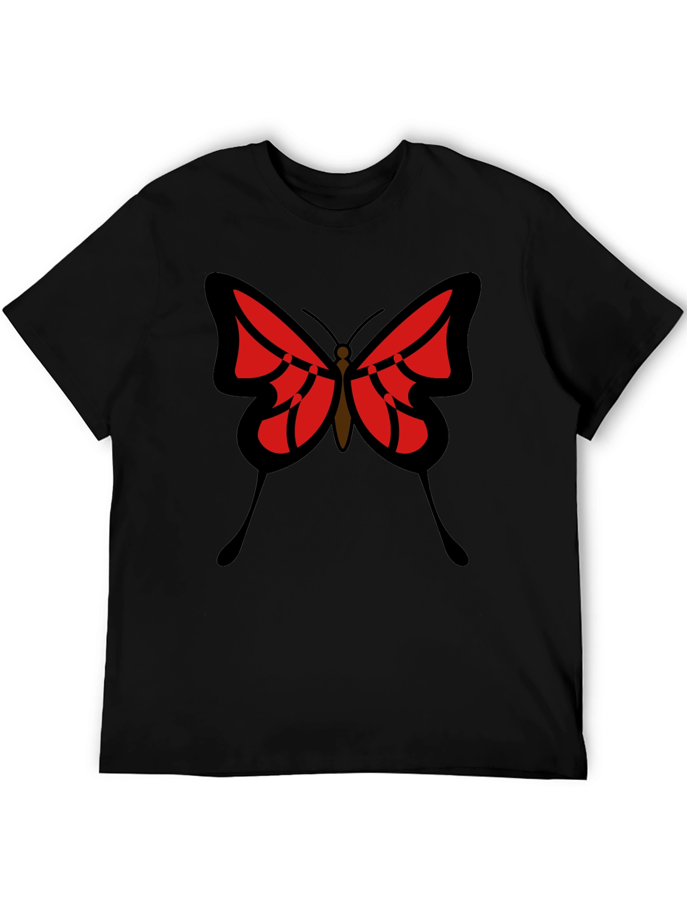 Butterfly Graphic Tee - Black Cotton Casual Shirt