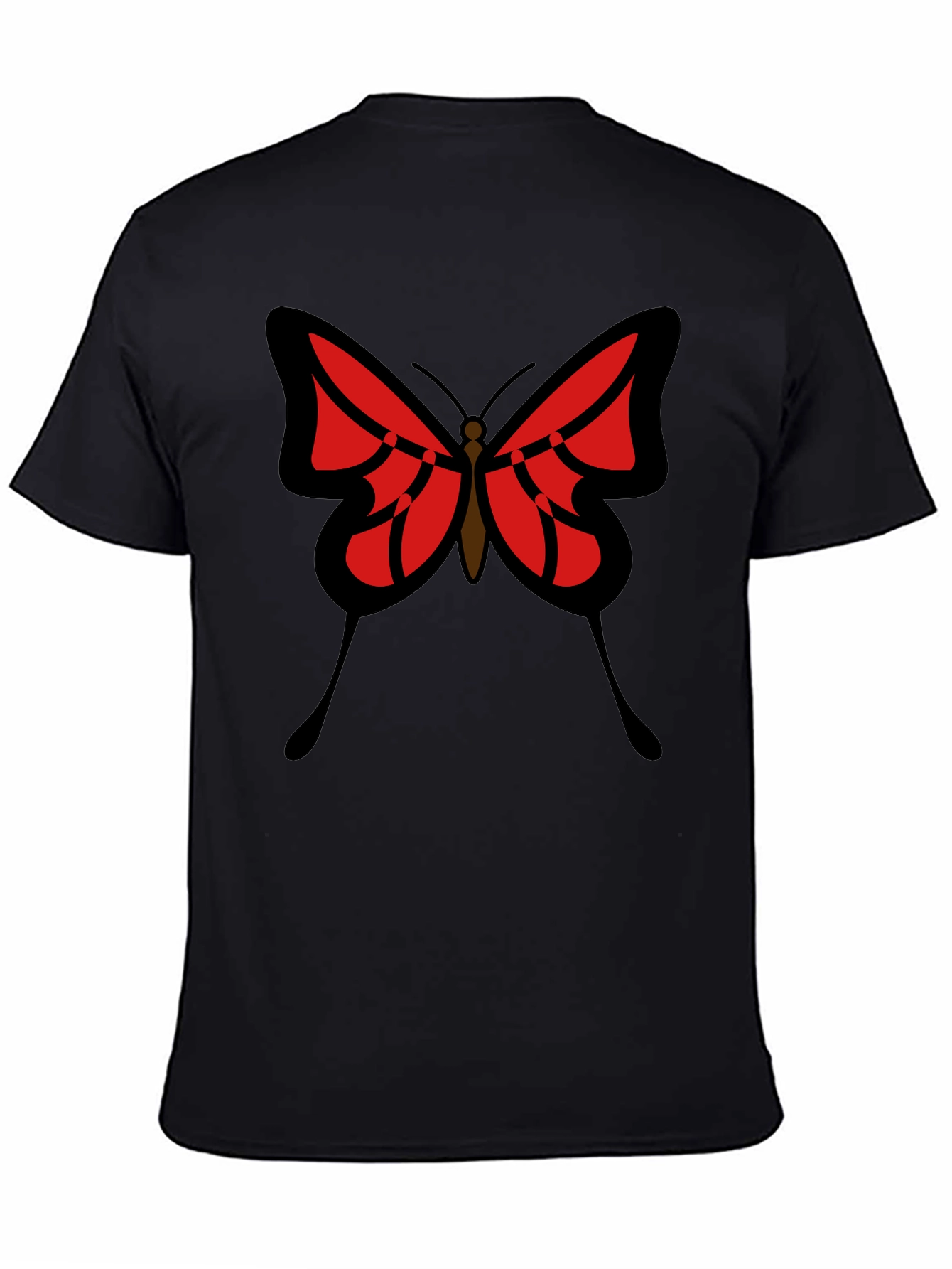 Butterfly Graphic Tee - Black Cotton Casual Shirt