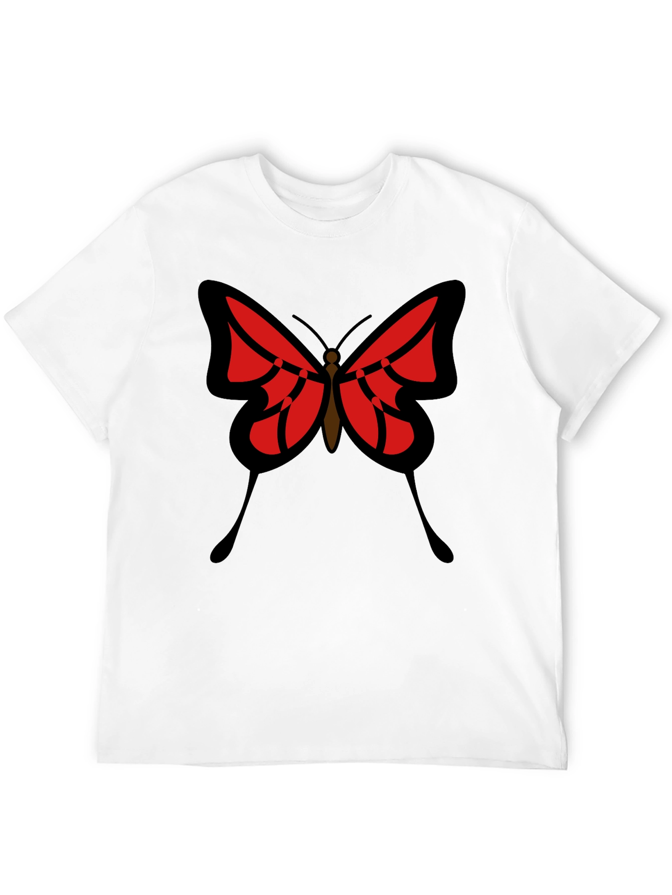 Butterfly Graphic Tee - Black Cotton Casual Shirt