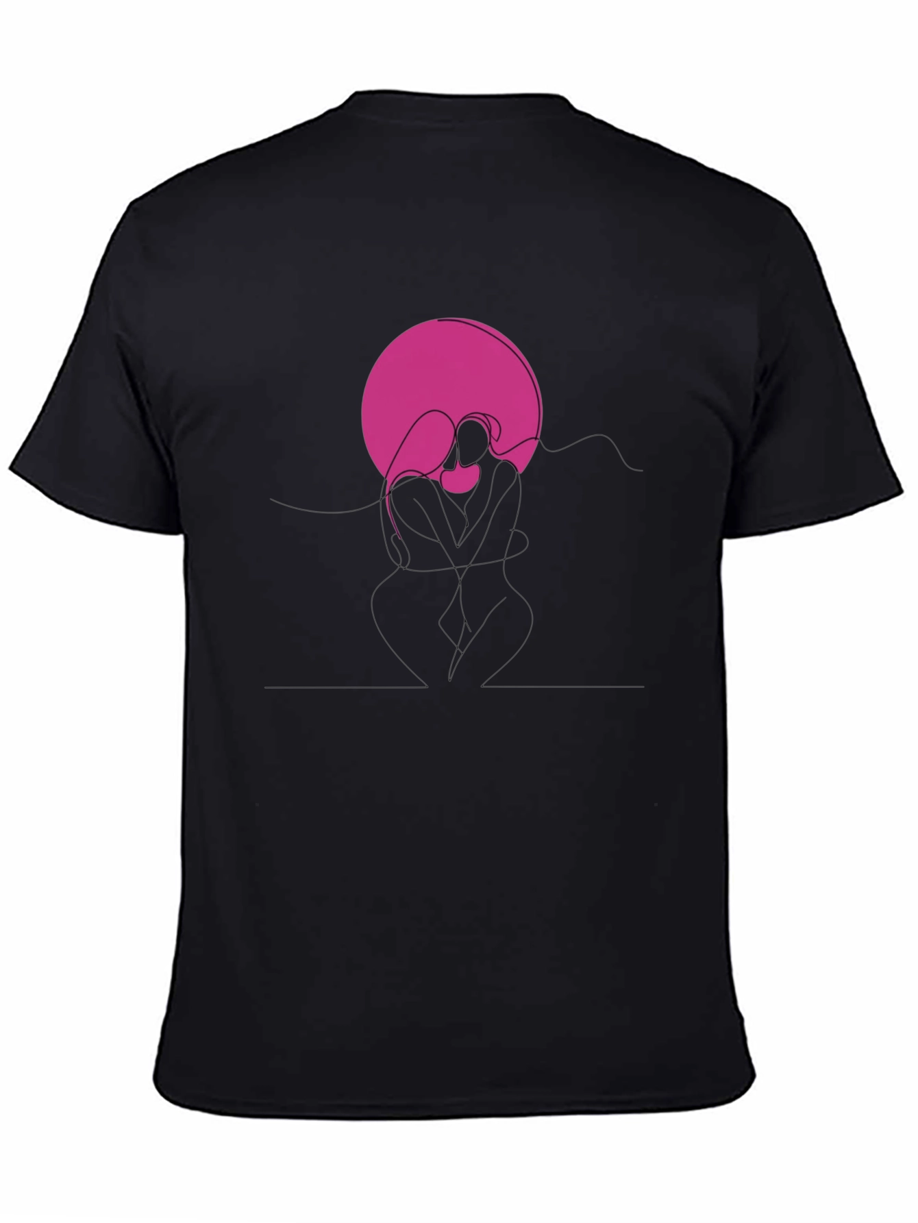 Abstract Couple Graphic Tee - Black
