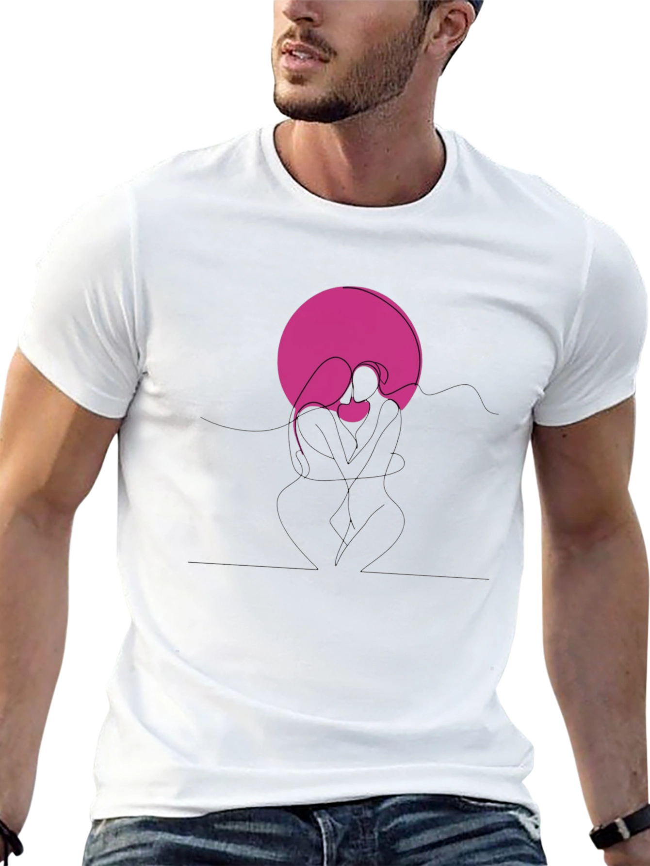 Abstract Couple Graphic Tee - Black