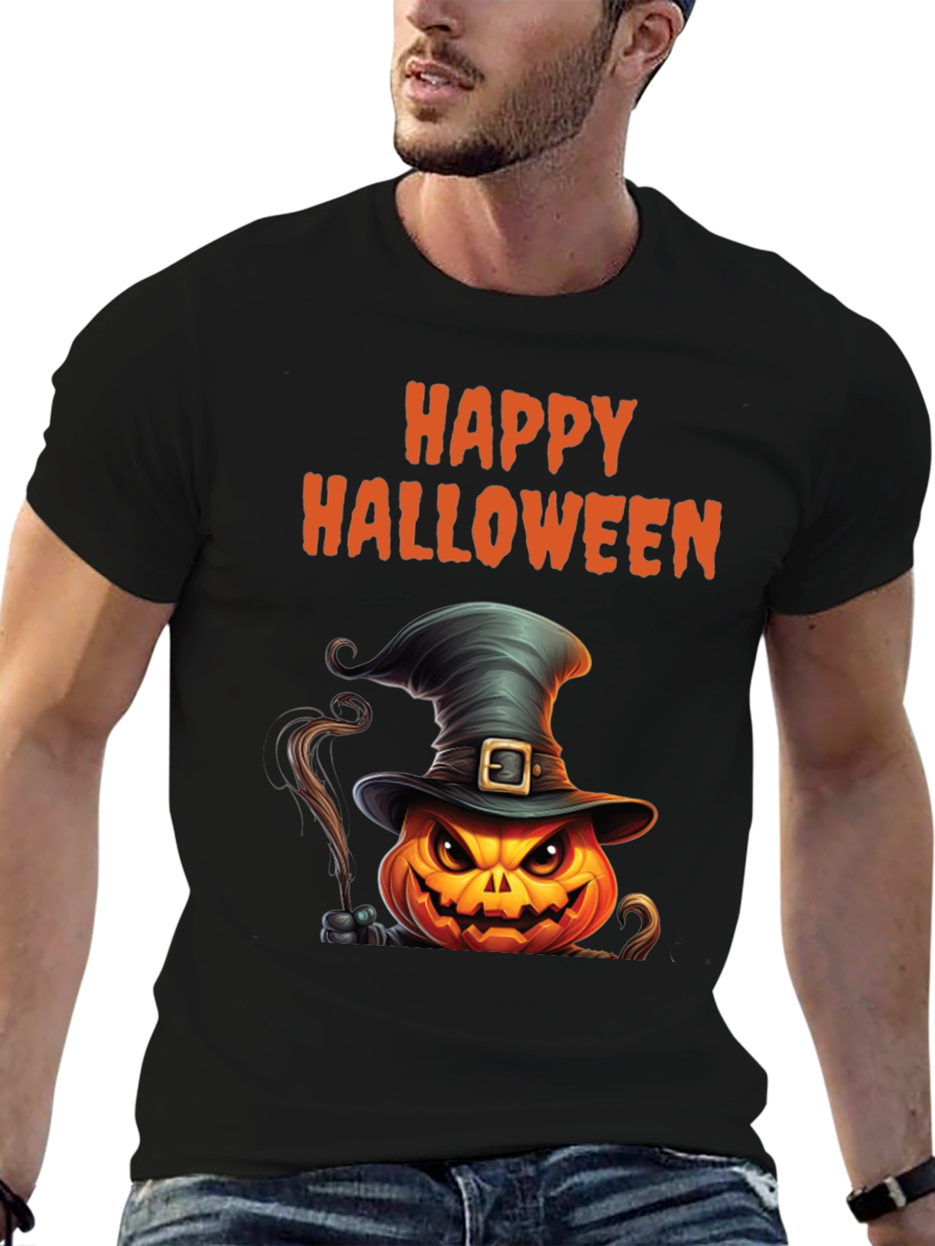 Happy Halloween Pumpkin Witch Hat T-Shirt